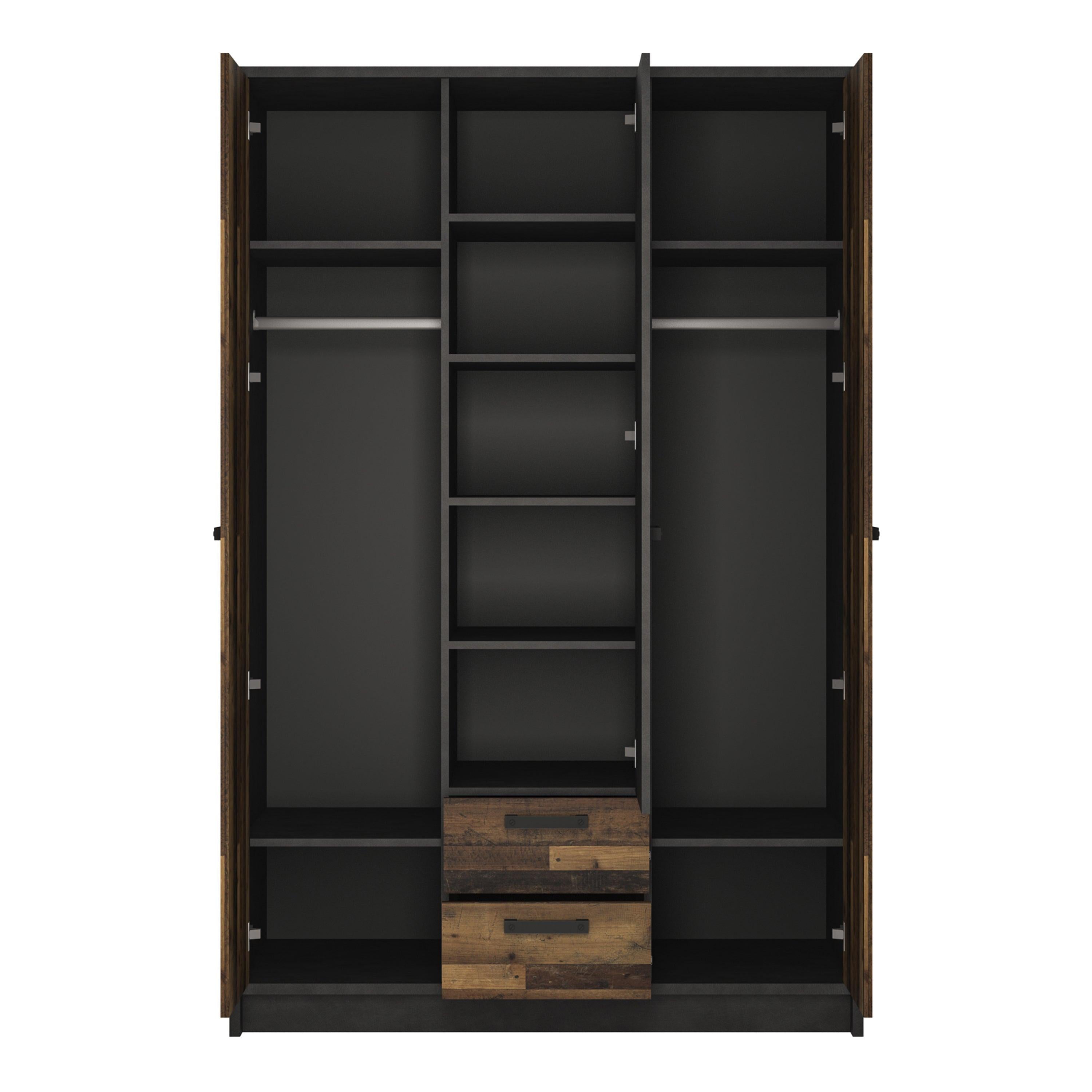 Brooklyn 3 Door Wardrobe with 2 Drawers in Walnut and Dark Matera Grey - image 2