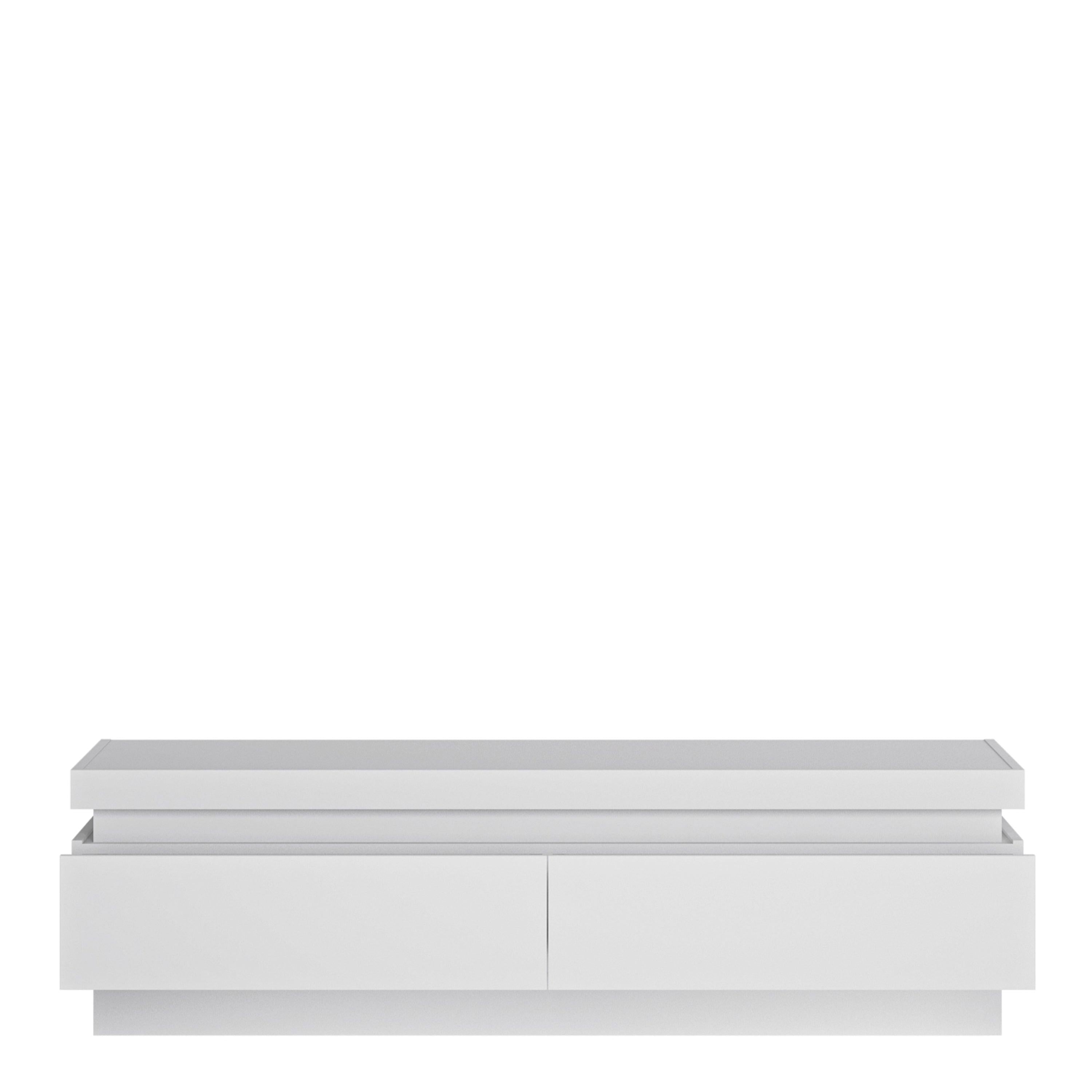 Lyon 2 Drawer TV Cabinet (including LED lighting) in White and High Gloss - image 2