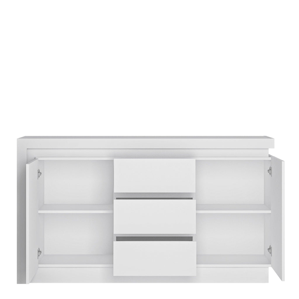 Lyon 2 Door 3 Drawer Sideboard (including LED lighting) in White and High Gloss - image 2