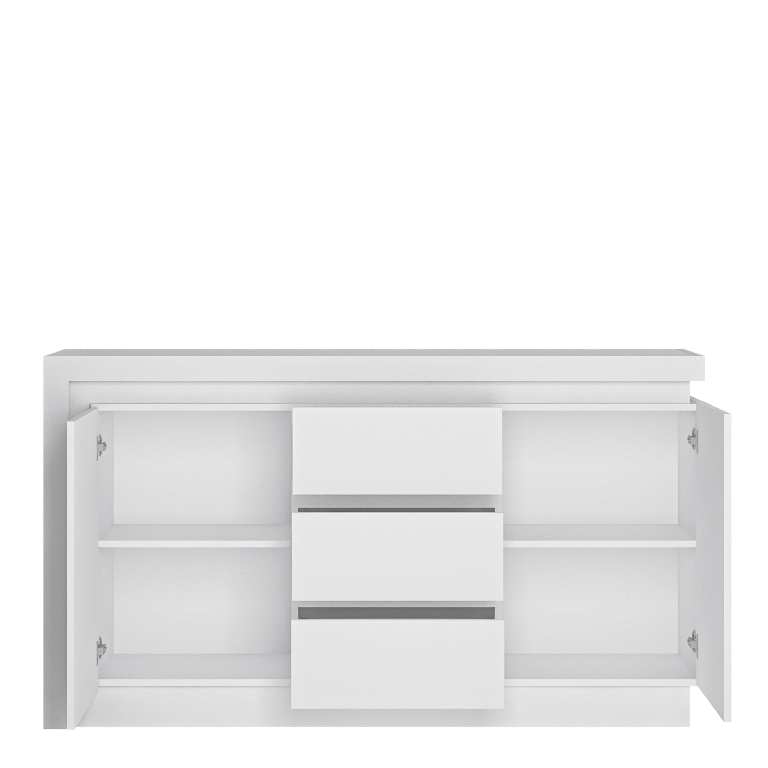 Lyon 2 Door 3 Drawer Sideboard (including LED lighting) in White and High Gloss - image 2