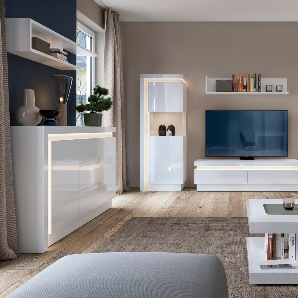 Lyon 2 Door 3 Drawer Sideboard (including LED lighting) in White and High Gloss - image 4