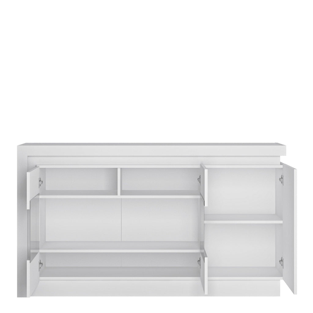 Lyon 3 Door Glazed Sideboard (including LED lighting) in White and High Gloss - image 2
