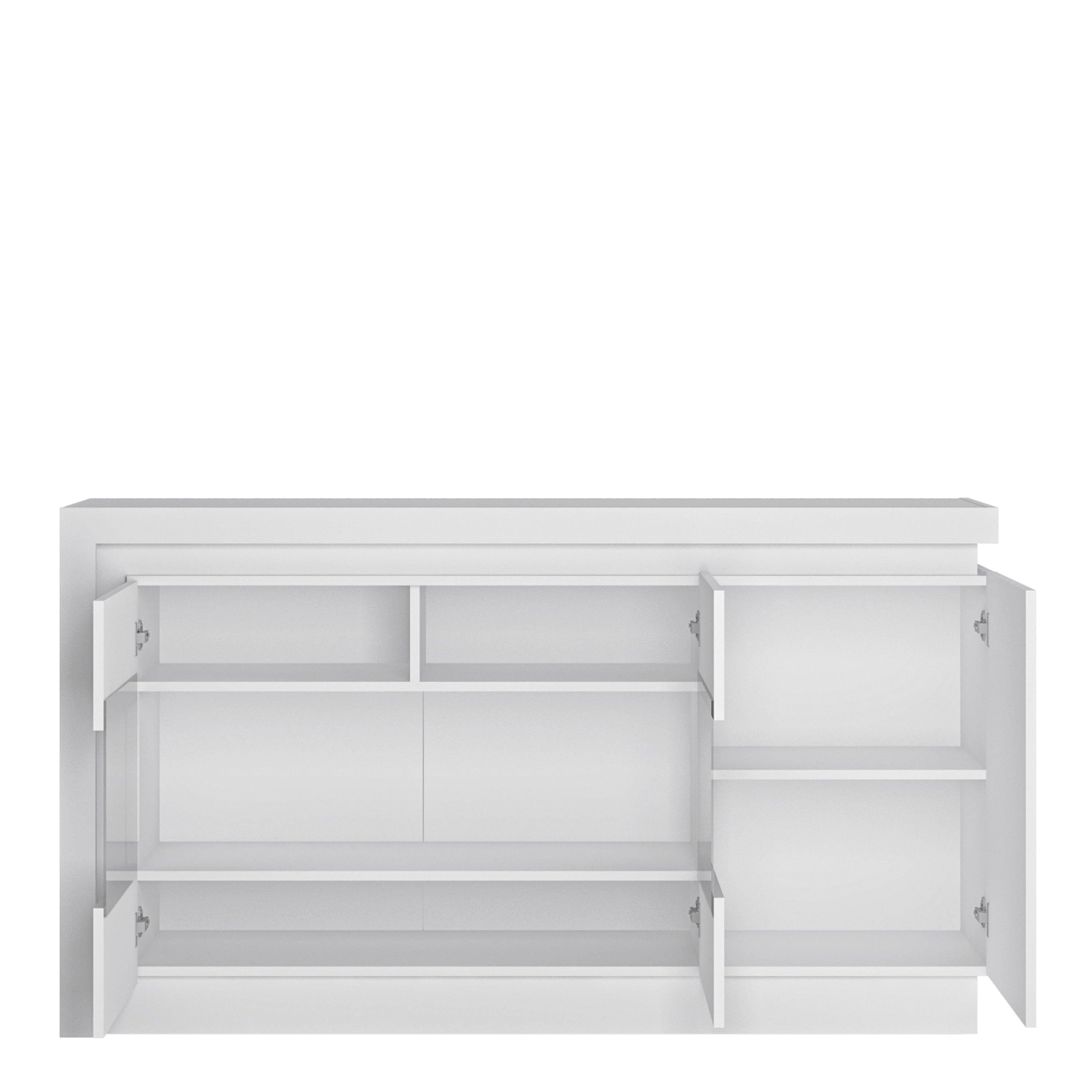 Lyon 3 Door Glazed Sideboard (including LED lighting) in White and High Gloss - image 2