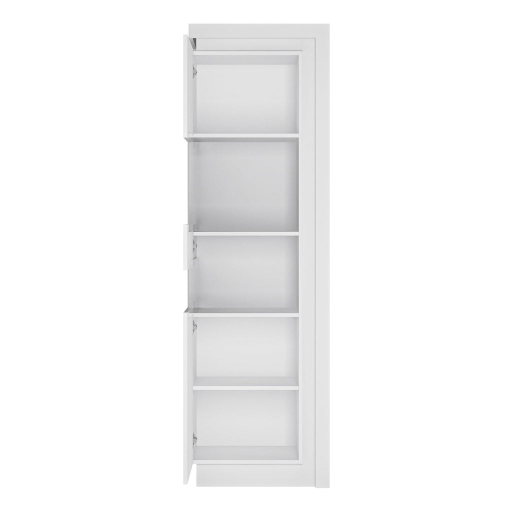 Lyon Tall Narrow Display Cabinet (LHD) (including LED lighting) in White and High Gloss - image 2