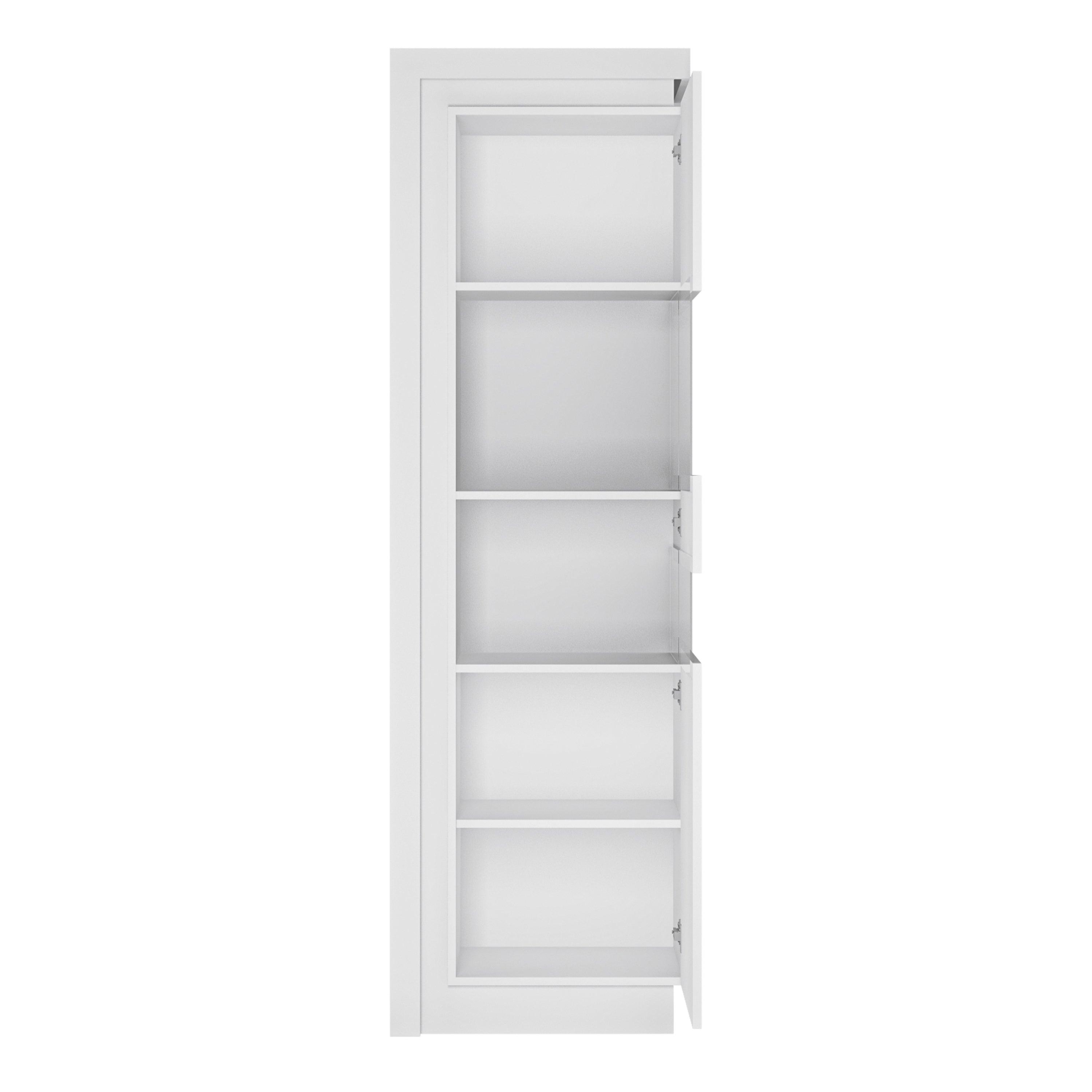 Lyon Tall Narrow Display Cabinet (RHD) (including LED lighting) in White and High Gloss - image 2