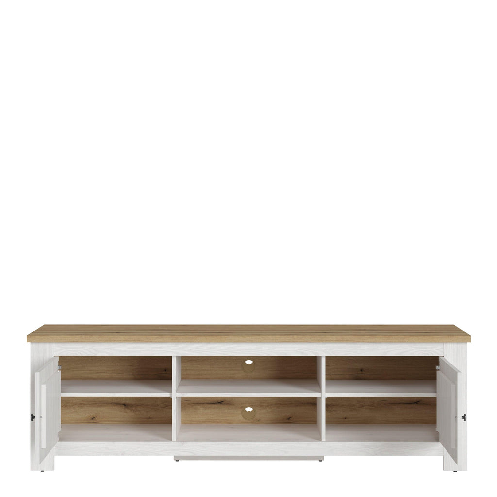 Celesto 2 Door Wide TV Unit in White and Oak (189cm) - image 2