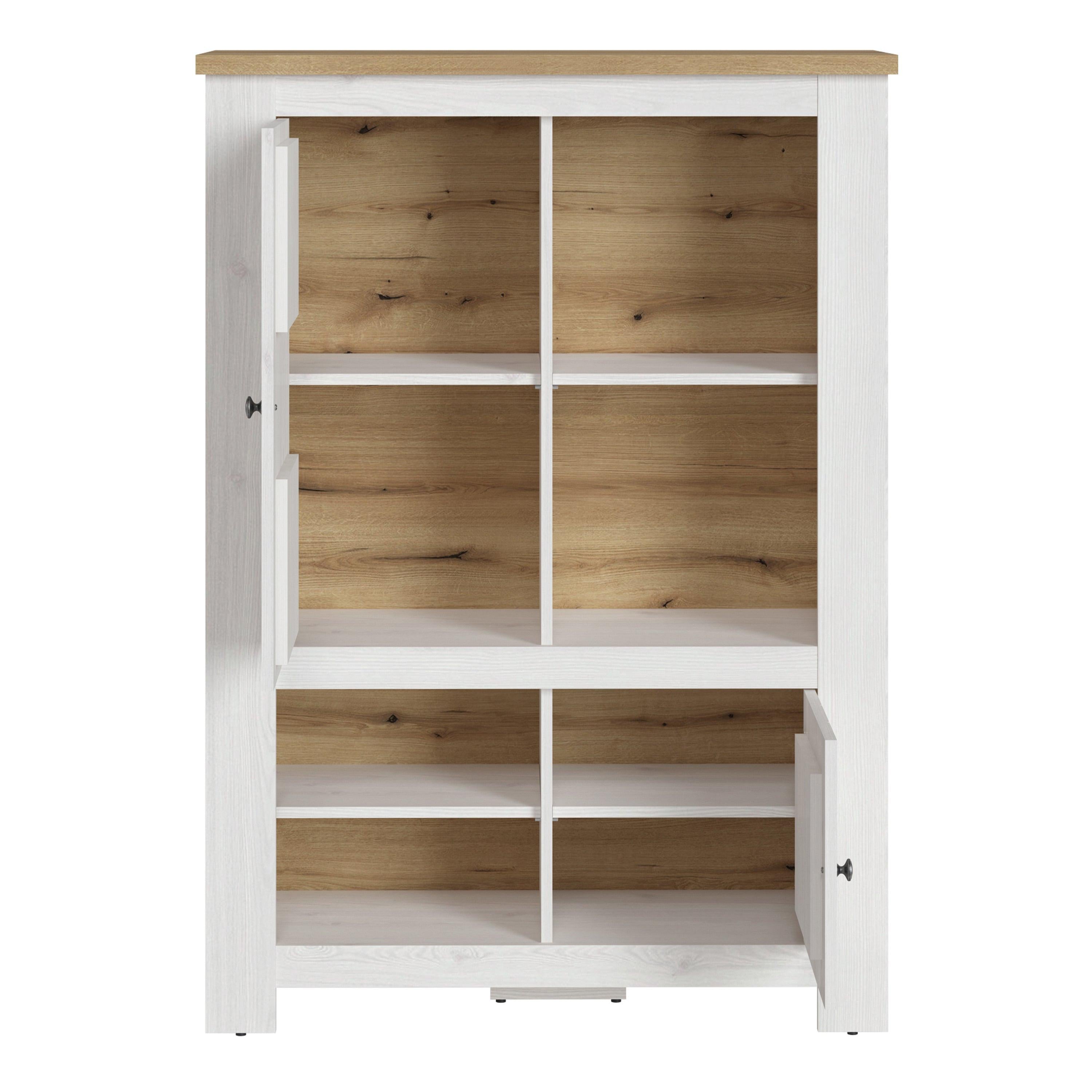 Celesto 2 Door 4 Shelves Cabinet in White and Oak - image 2