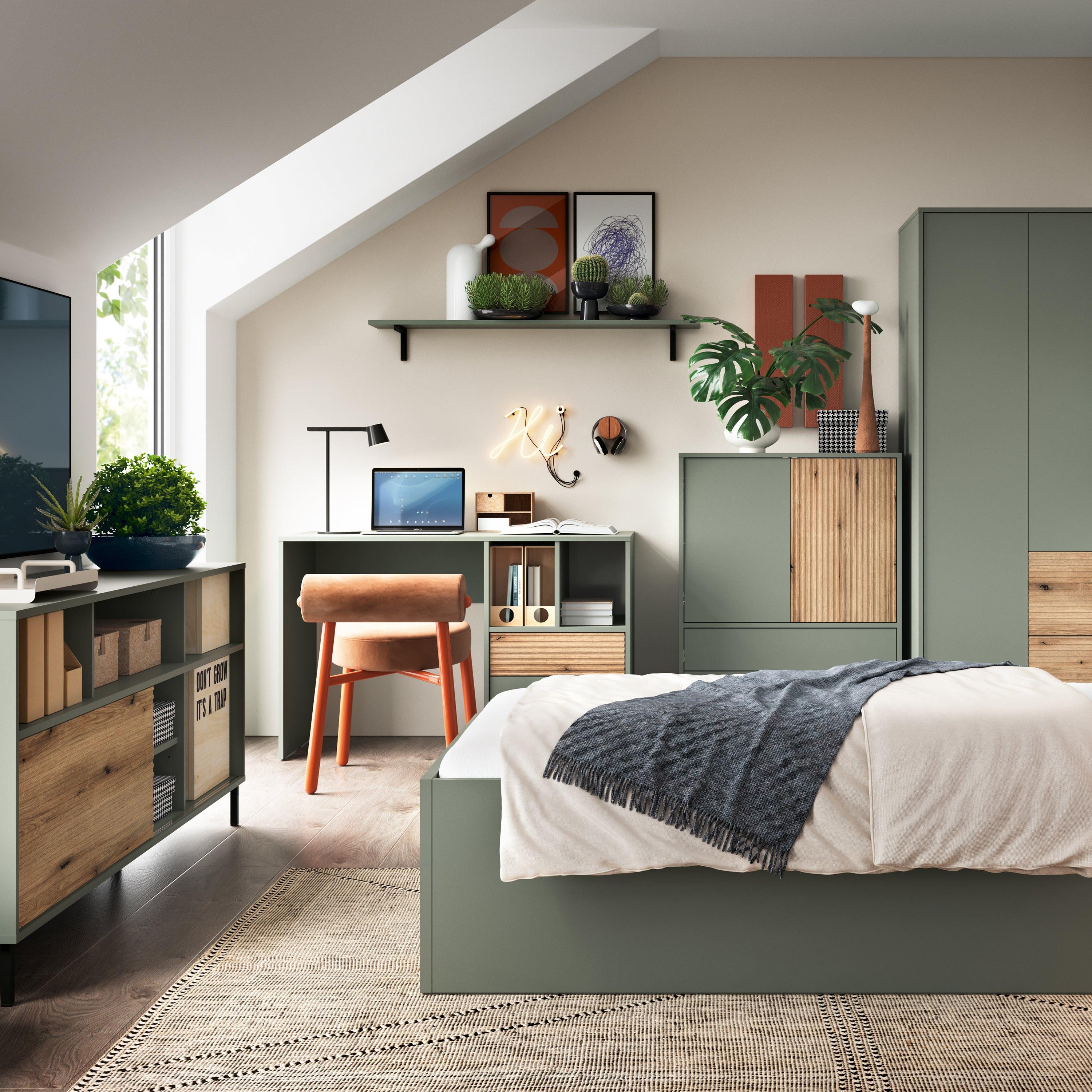 Darwin Sideboard 1 Door in Green/Oak - image 4