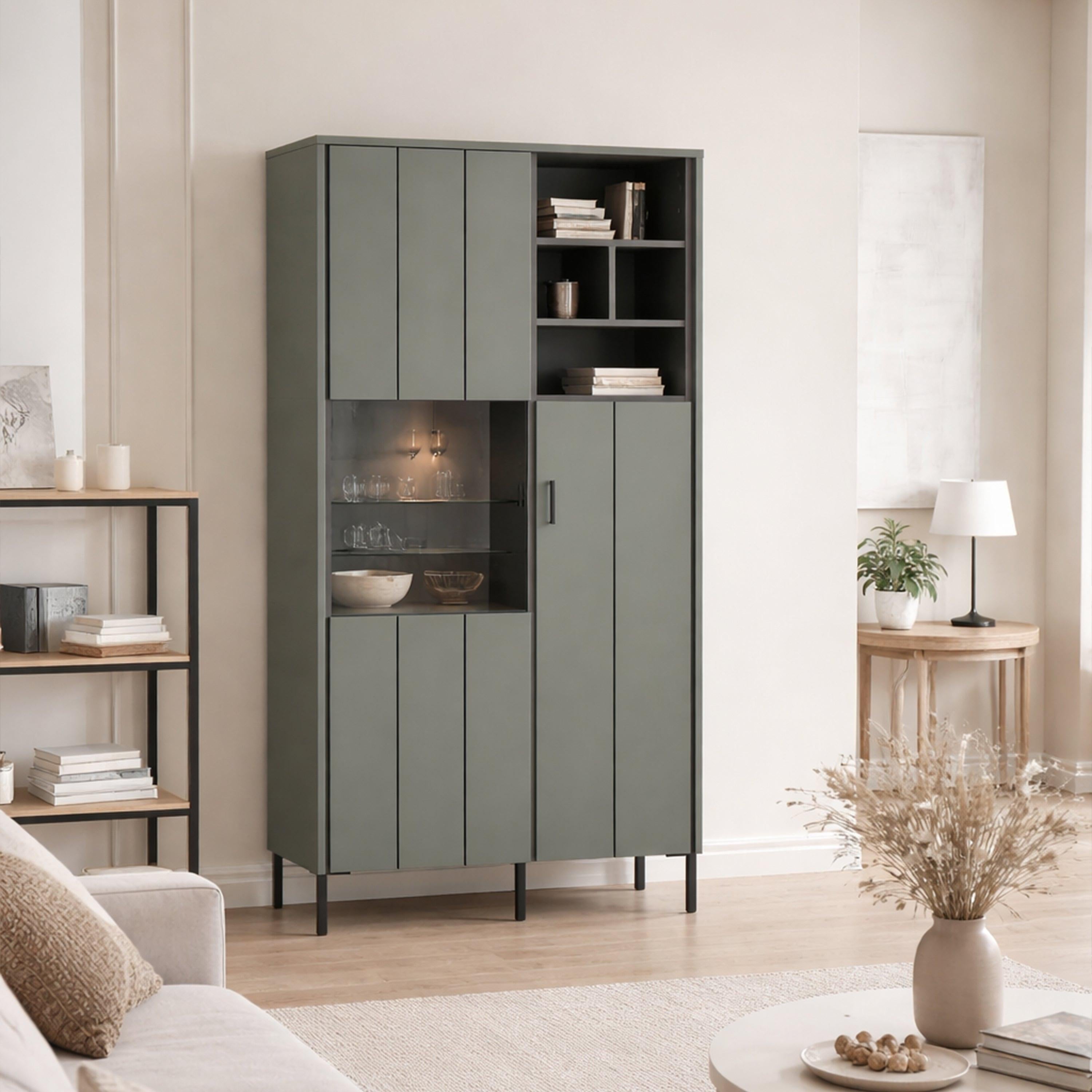 Arundel 2 Door Display Cabinet in Green/Grey - image 3