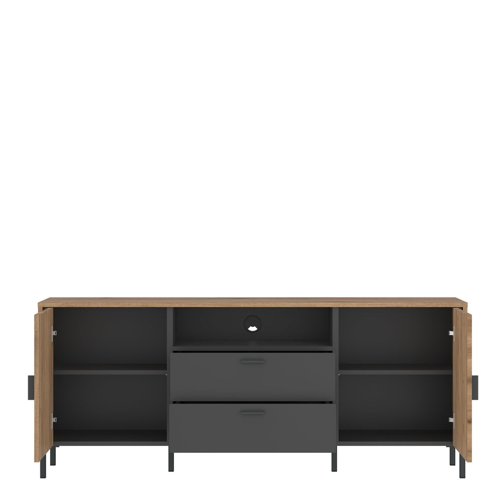 Arundel TV Cabinet 2 Door 2 Drawer 158cm Wide in Oak/Grey - image 2