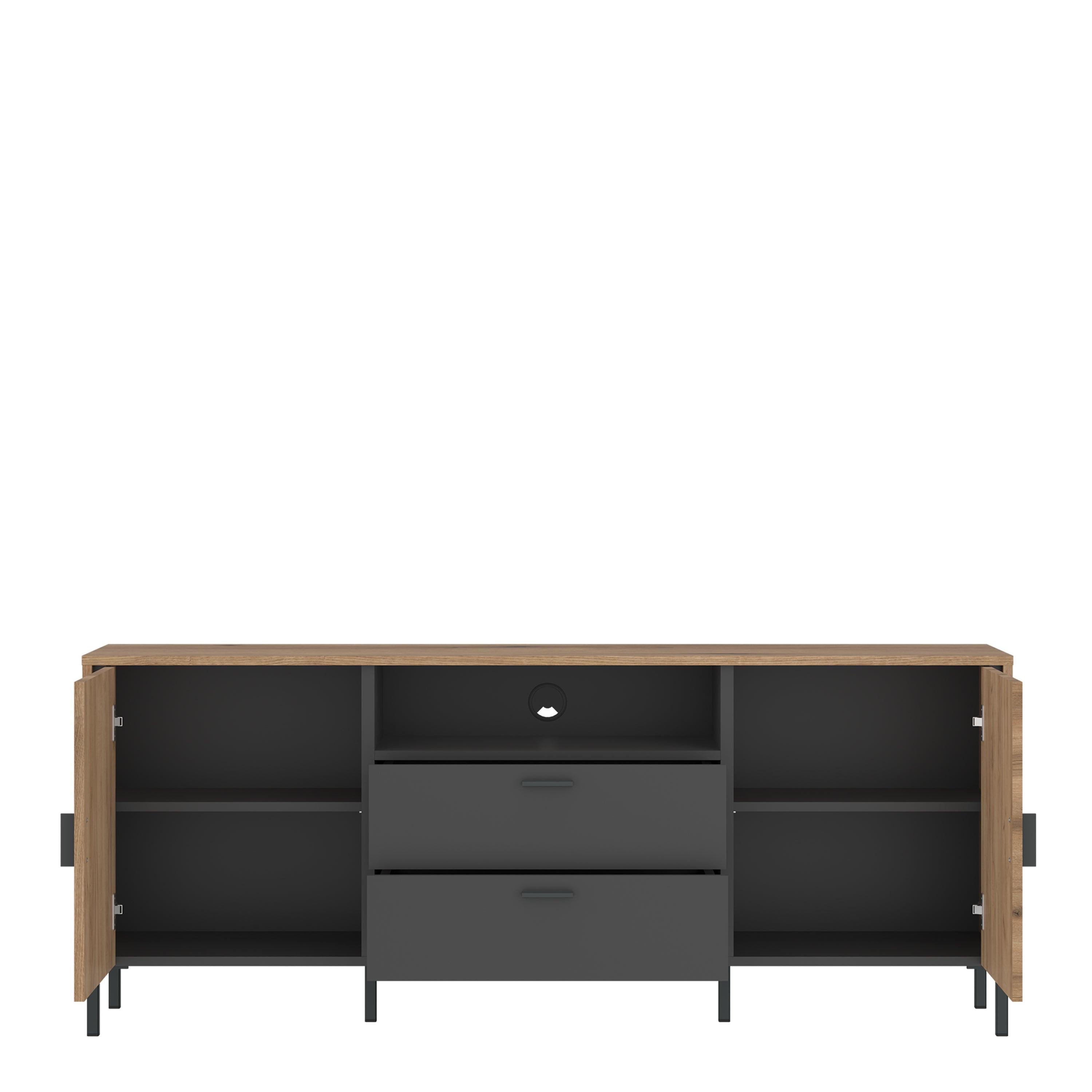 Arundel TV Cabinet 2 Door 2 Drawer 158cm Wide in Oak/Grey - image 2