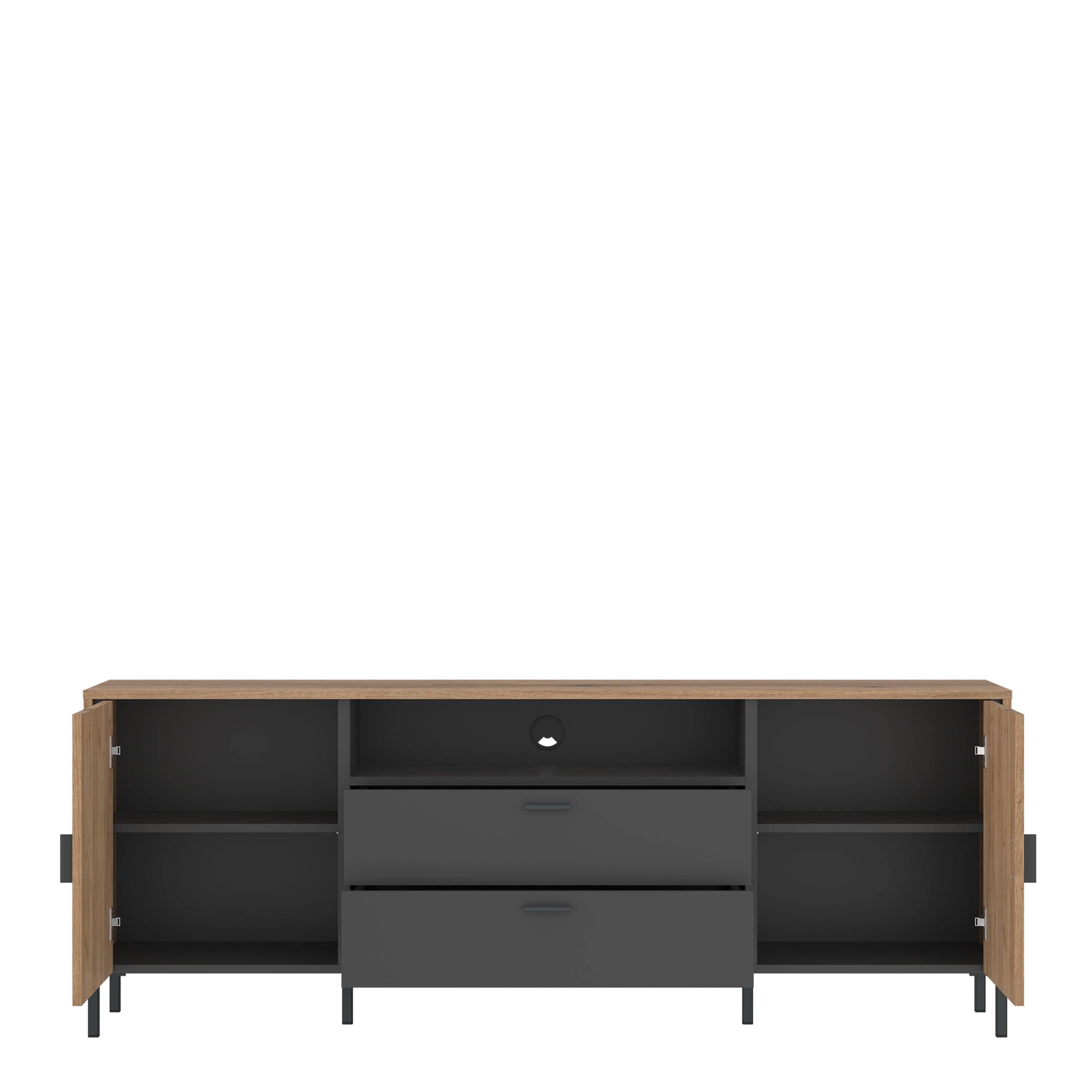 Arundel TV Cabinet 2 Door 2 Drawer 173cm Wide in Oak/Grey - image 2