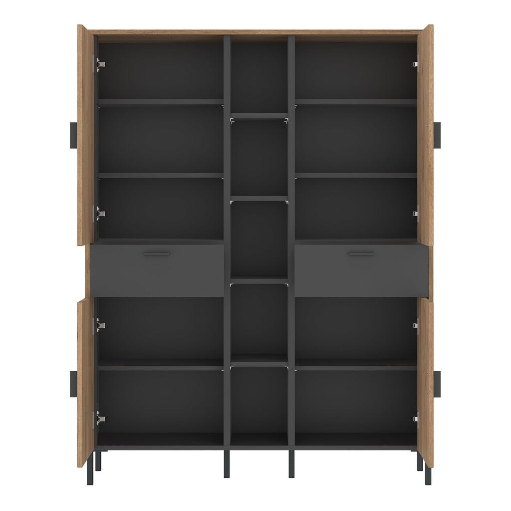 Arundel Wardrobe 4 Door 2 Drawer in Oak/Grey - image 2