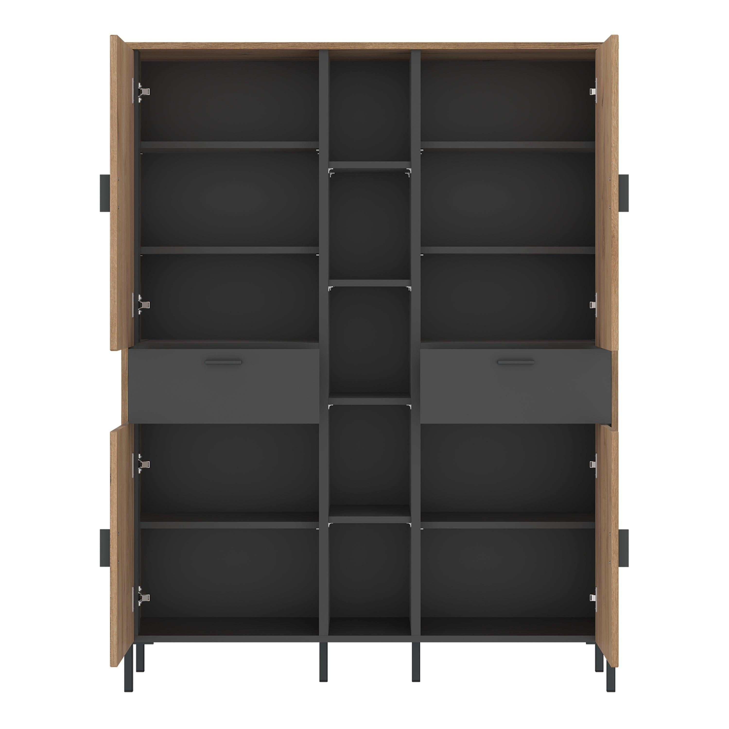 Arundel Wardrobe 4 Door 2 Drawer in Oak/Grey - image 2