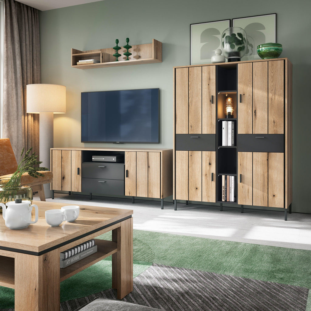 Arundel Wardrobe 4 Door 2 Drawer in Oak/Grey - image 3