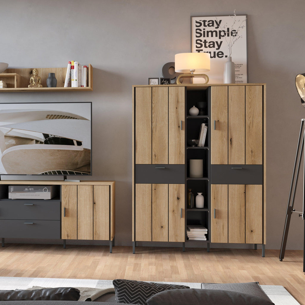 Arundel Wardrobe 4 Door 2 Drawer in Oak/Grey - image 4