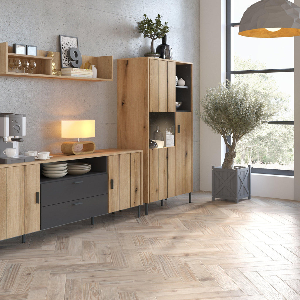 Arundel 2 Door Display Cabinet in Oak/Grey - image 3