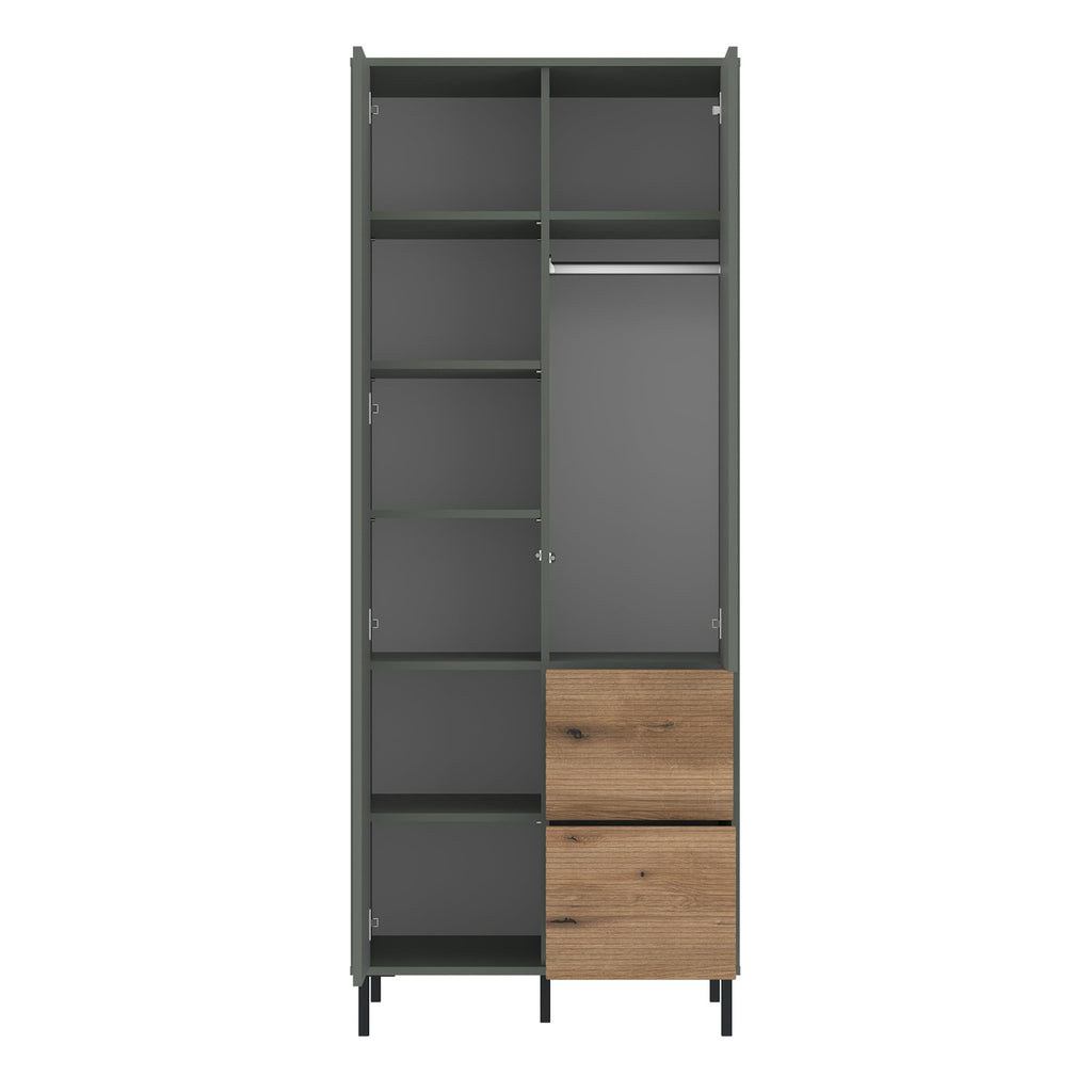 Darwin Wardrobe 2 Door 2 Drawer in Green/Oak - image 2