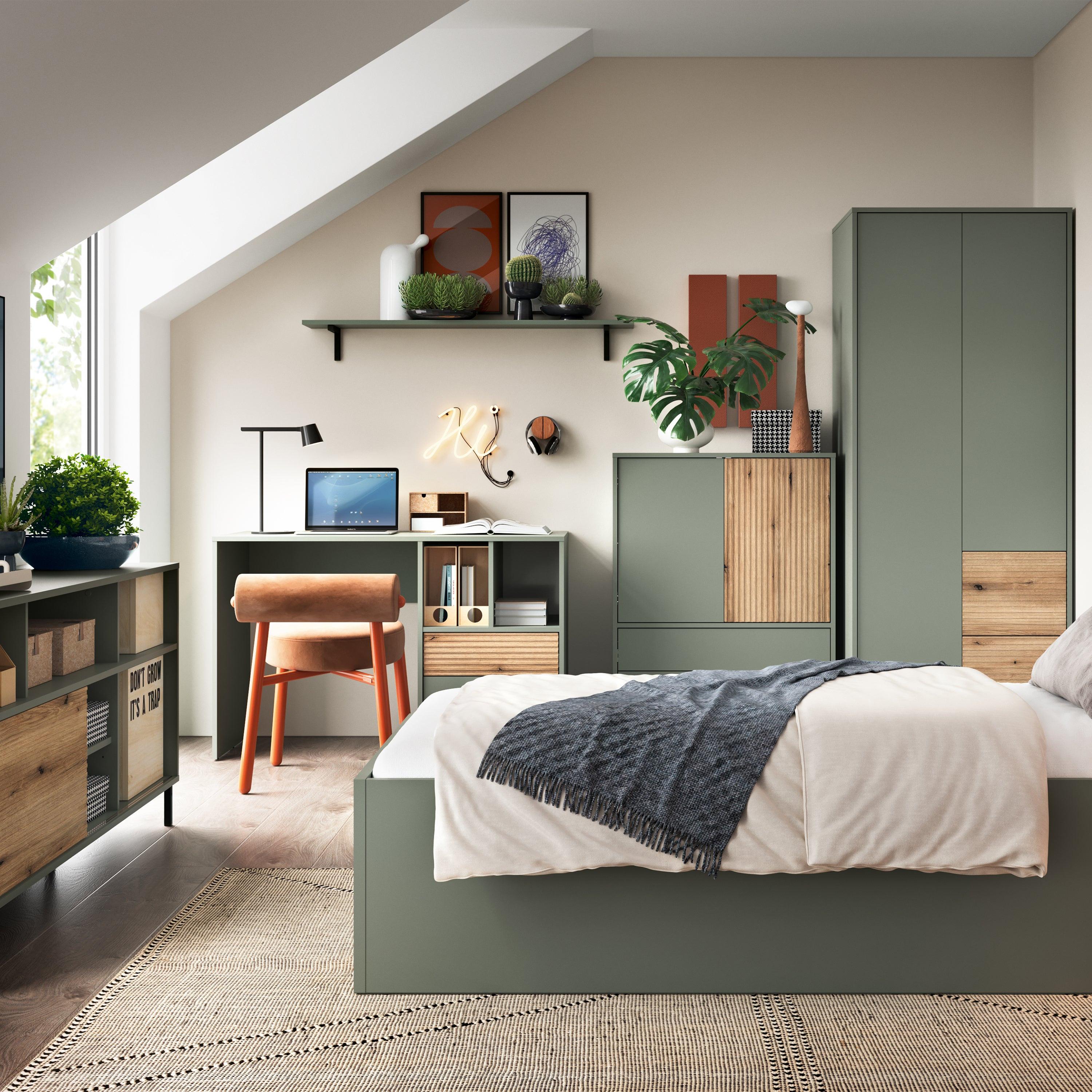 Darwin Sideboard 2 Door 2 Drawer in Green/Oak - image 3