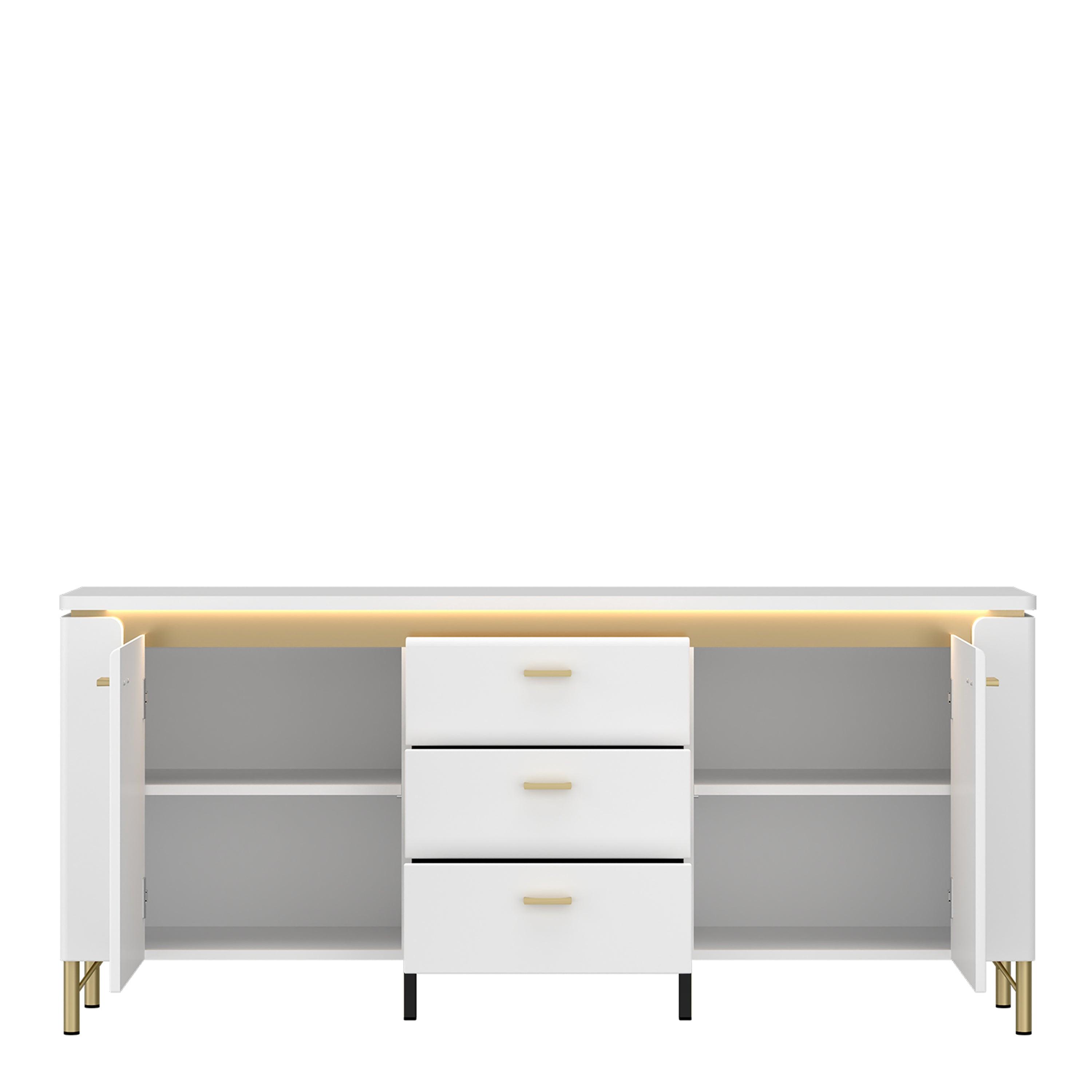 Lazio TV Cabinet 2 Door 3 Drawer in Alpine White/White Gloss - image 2