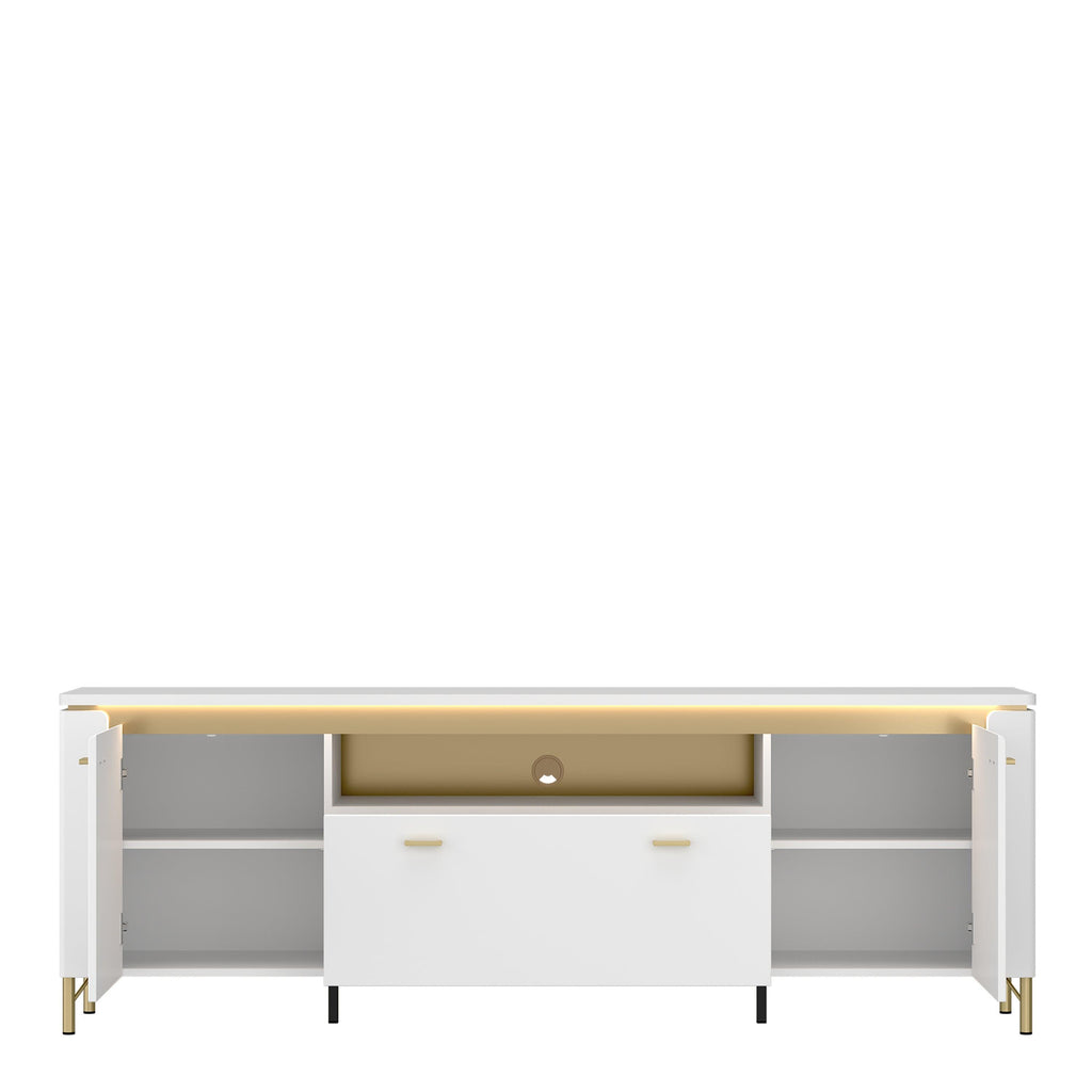 Lazio TV Cabinet 2 Door 1 Drawer in Alpine White/White Gloss - image 2