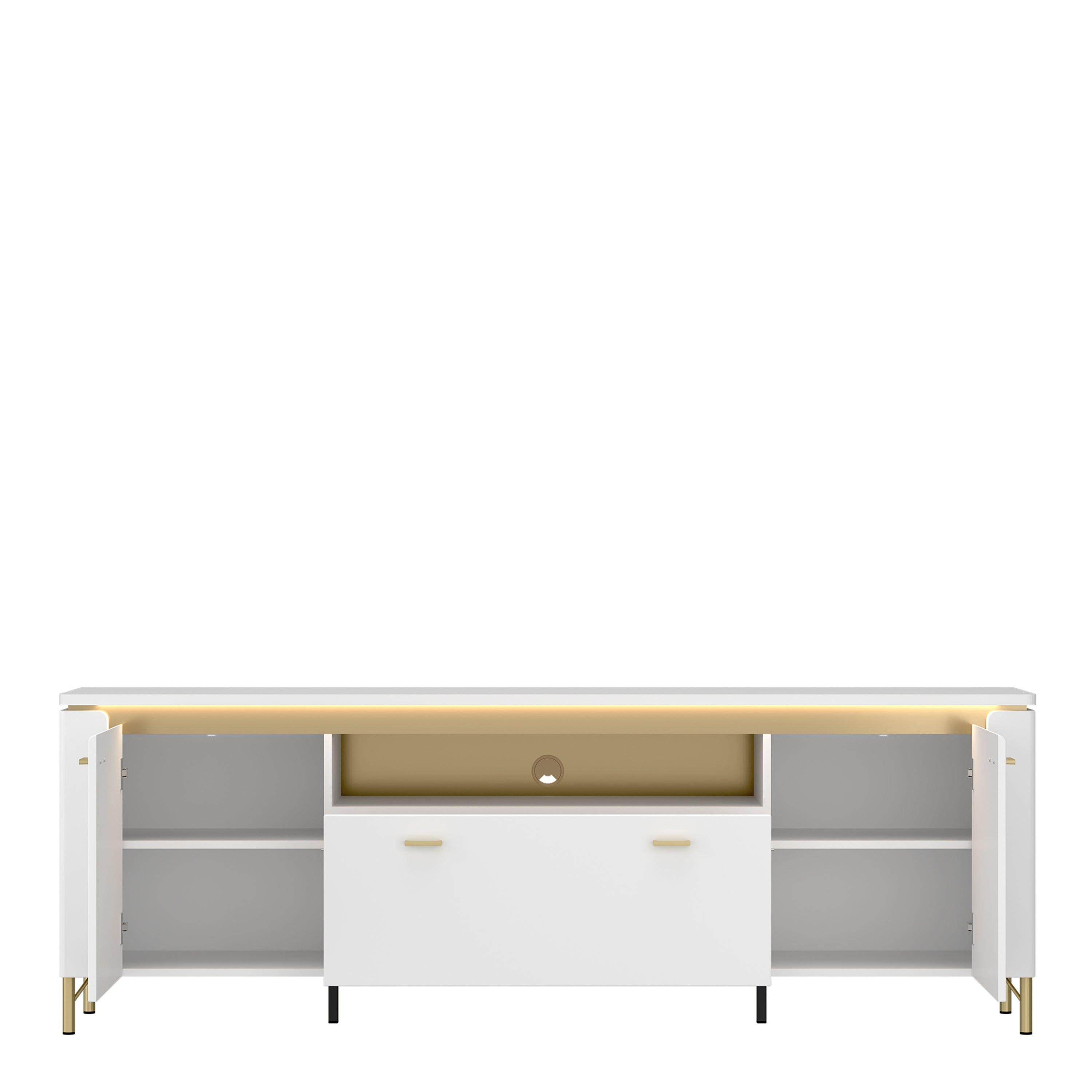 Lazio TV Cabinet 2 Door 1 Drawer in Alpine White/White Gloss - image 2