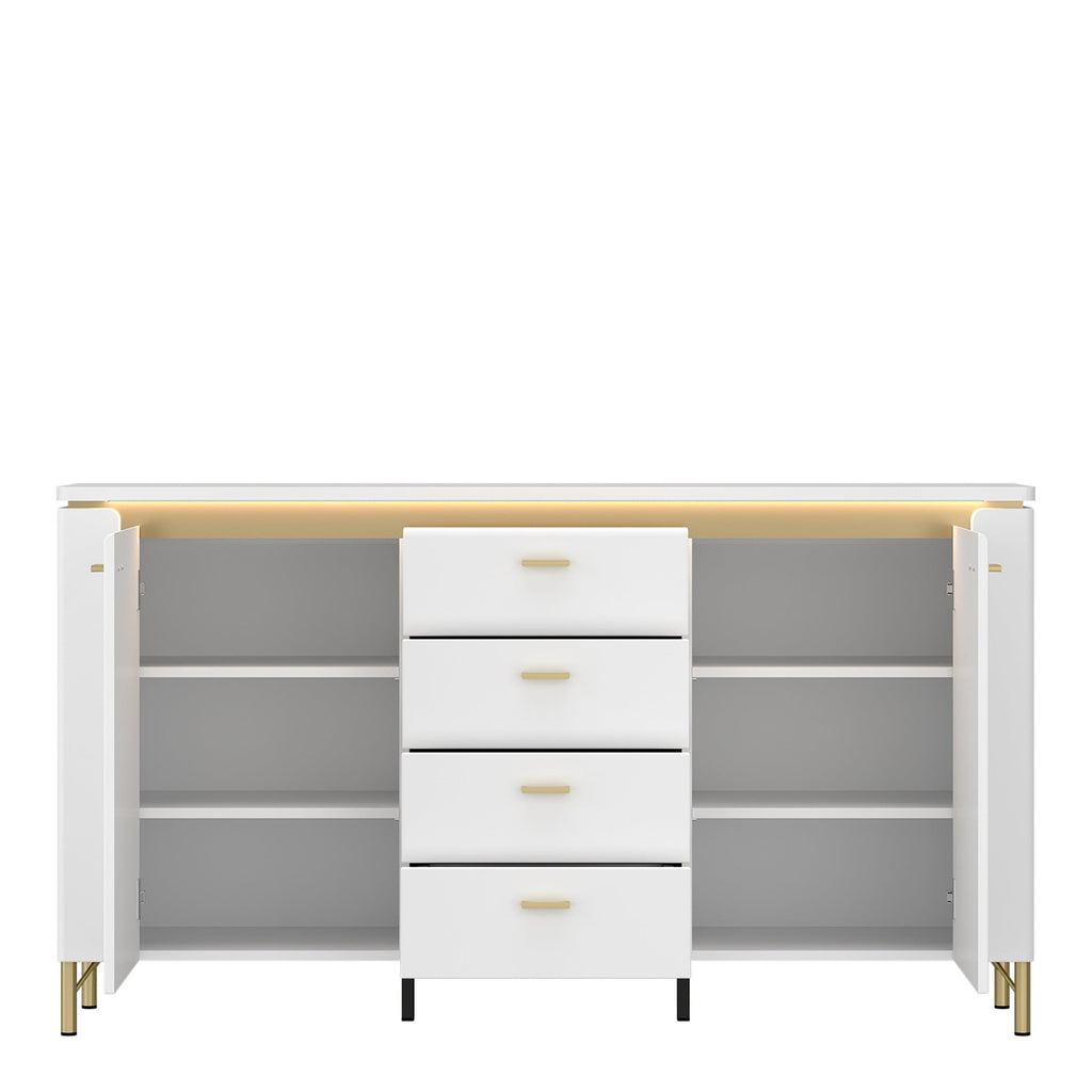 Lazio Sideboard 2 Door 4 Drawer in Alpine White/White Gloss - image 2