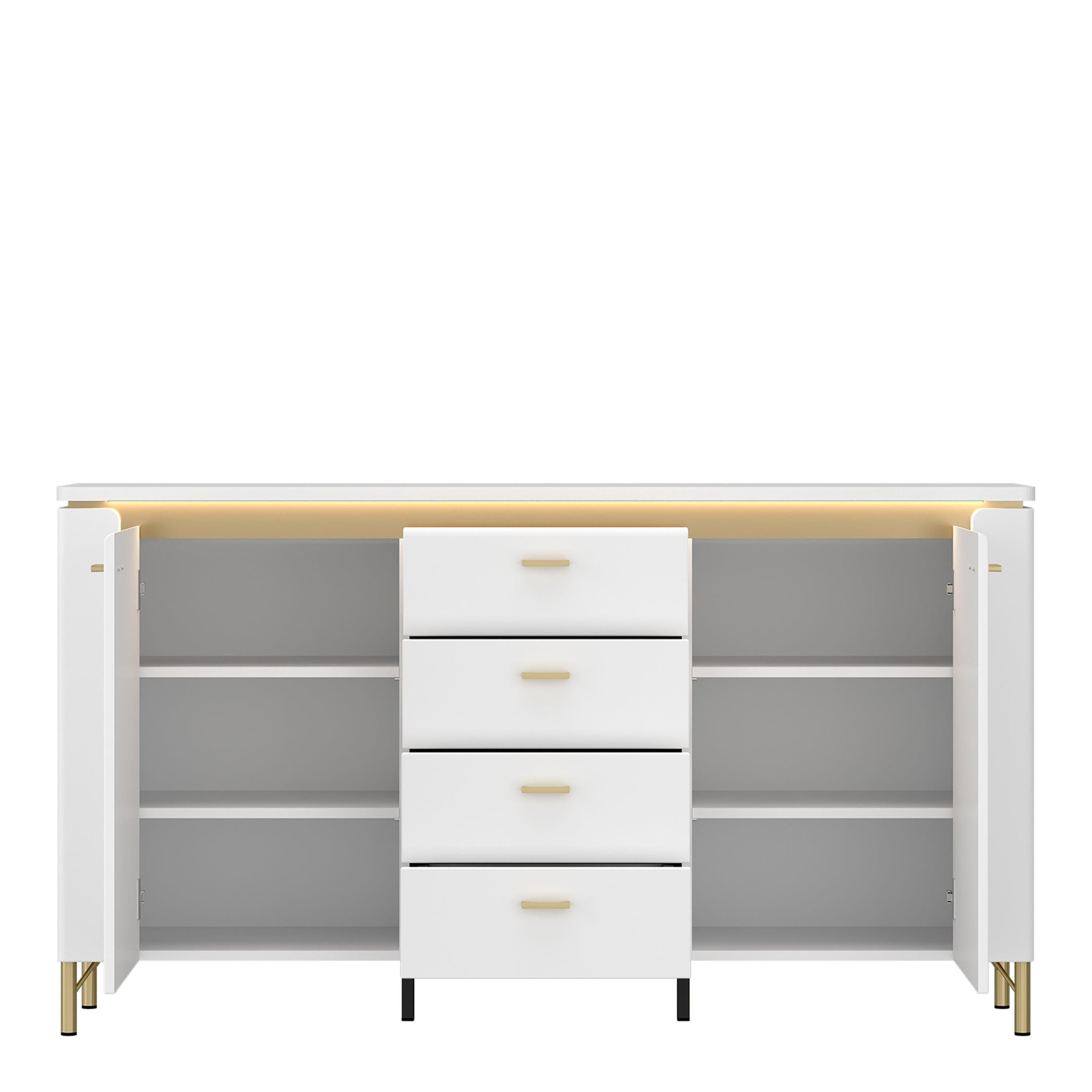 Lazio Sideboard 2 Door 4 Drawer in Alpine White/White Gloss - image 2