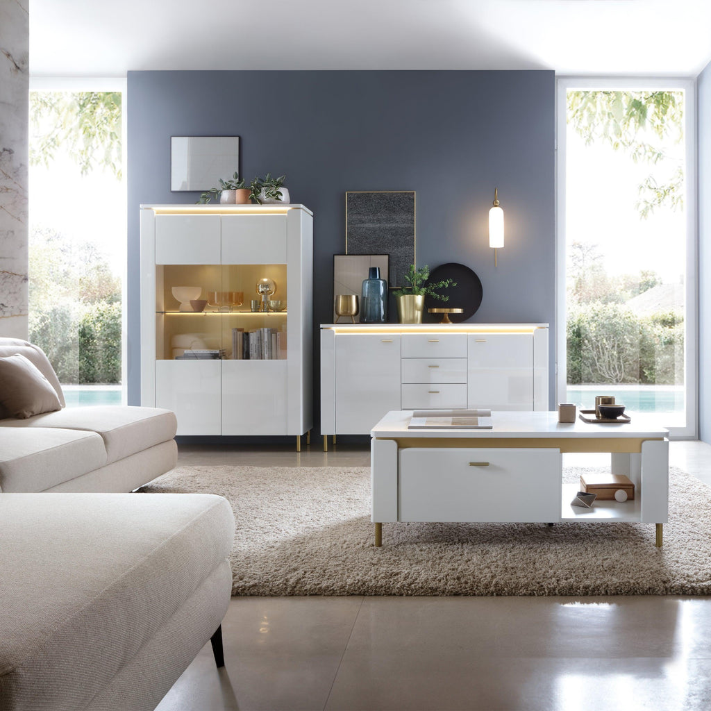 Lazio Sideboard 2 Door 4 Drawer in Alpine White/White Gloss - image 3