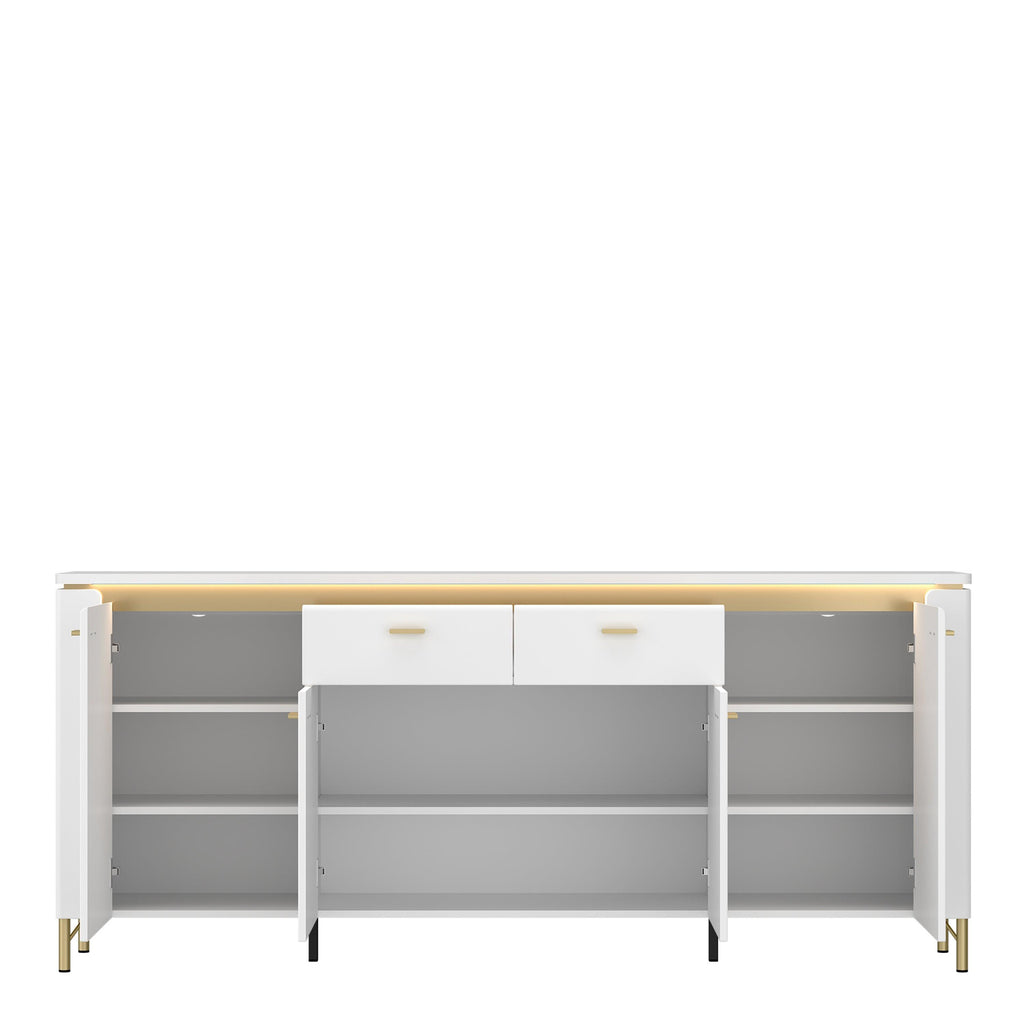 Lazio Sideboard 4 Door 2 Drawer in Alpine White/White Gloss - image 2