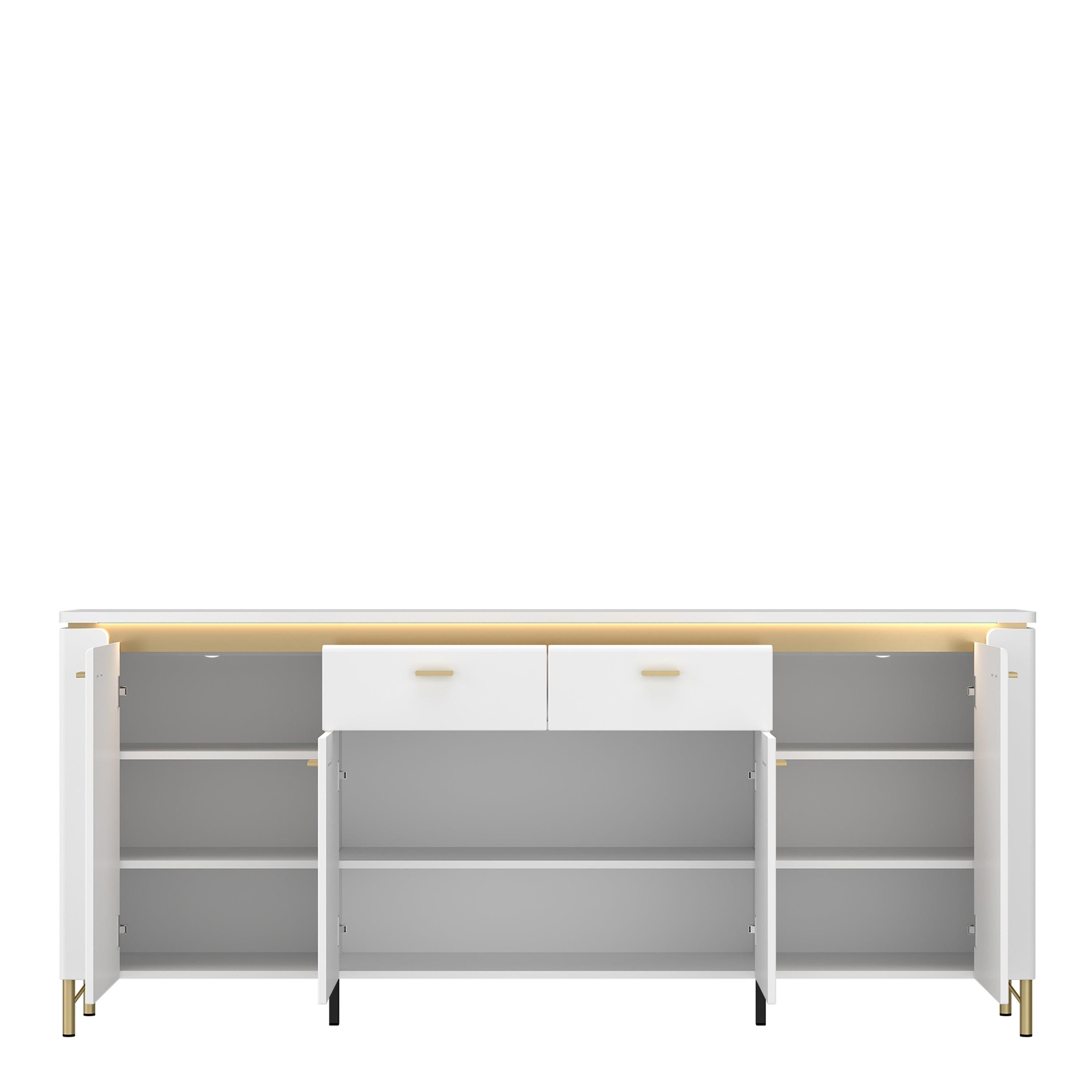 Lazio Sideboard 4 Door 2 Drawer in Alpine White/White Gloss - image 2
