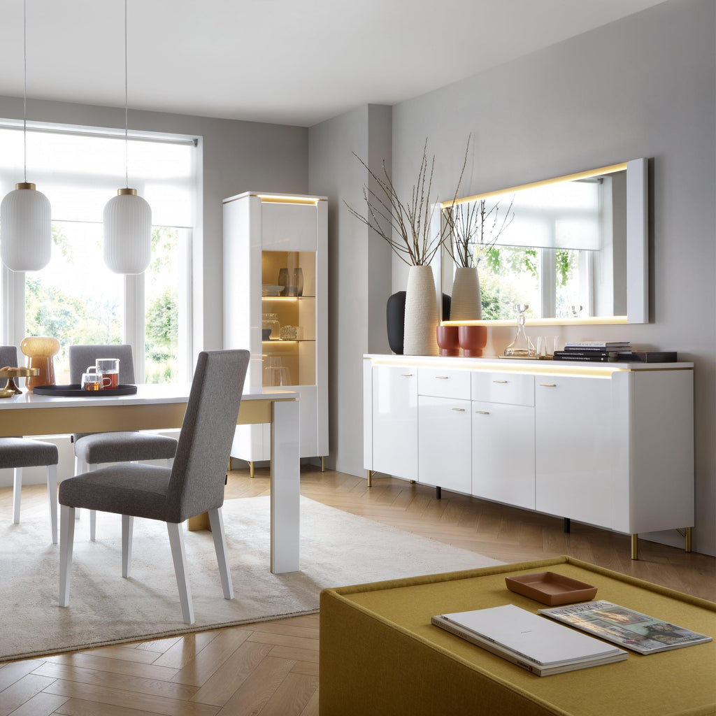 Lazio Sideboard 4 Door 2 Drawer in Alpine White/White Gloss - image 3