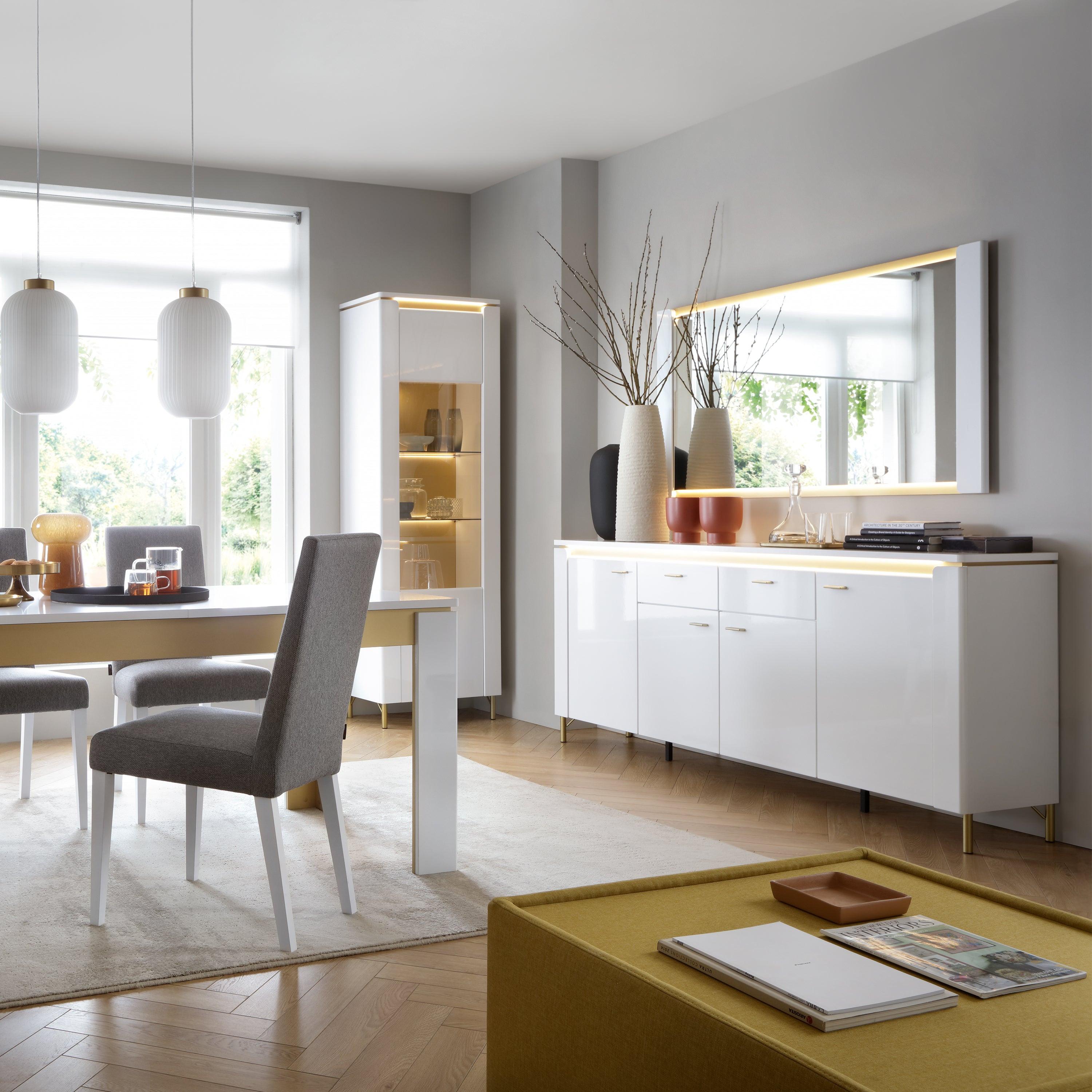 Lazio Sideboard 4 Door 2 Drawer in Alpine White/White Gloss - image 3