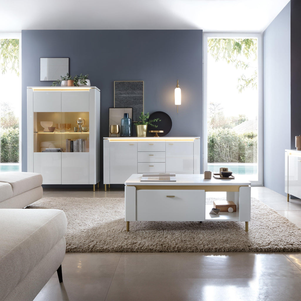 Lazio Vitrin 2 Door in Alpine White/White Gloss - image 4