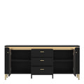 Genoa TV Cabinet 2 Door 3 Drawer 155cm Wide in Black Matt/Gold - image 2