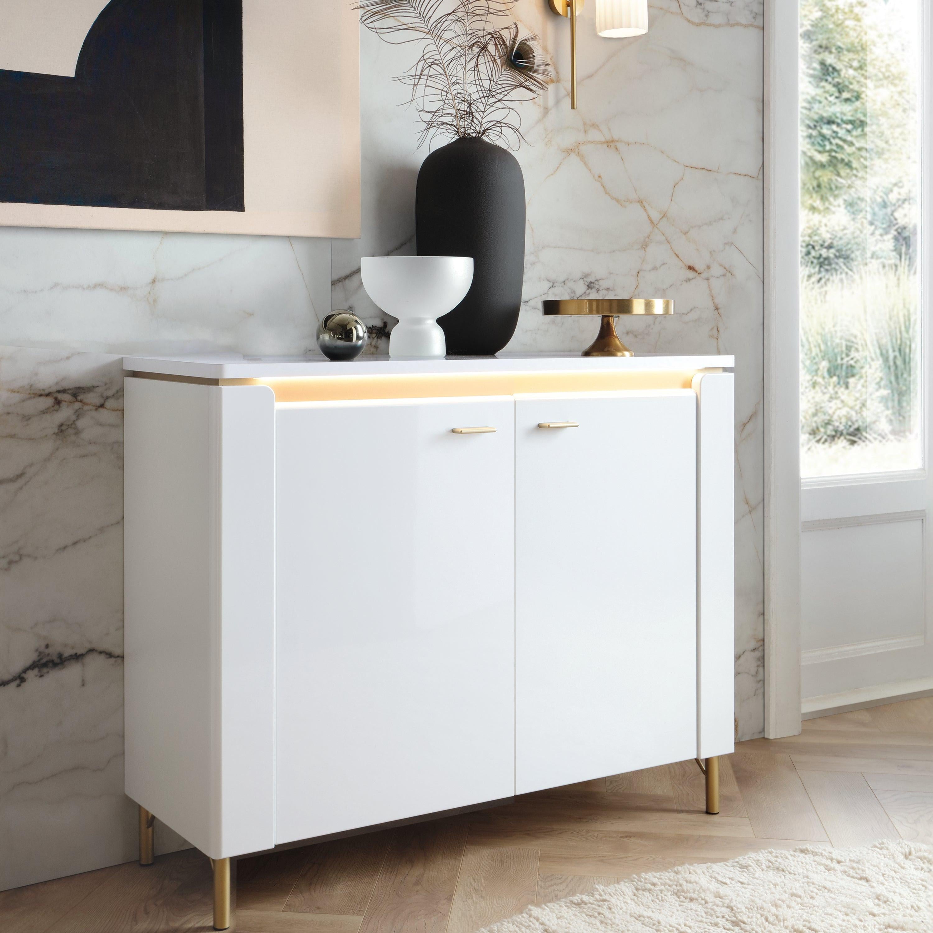 Lazio Sideboard 2 Door in Alpine White/White Gloss - image 3