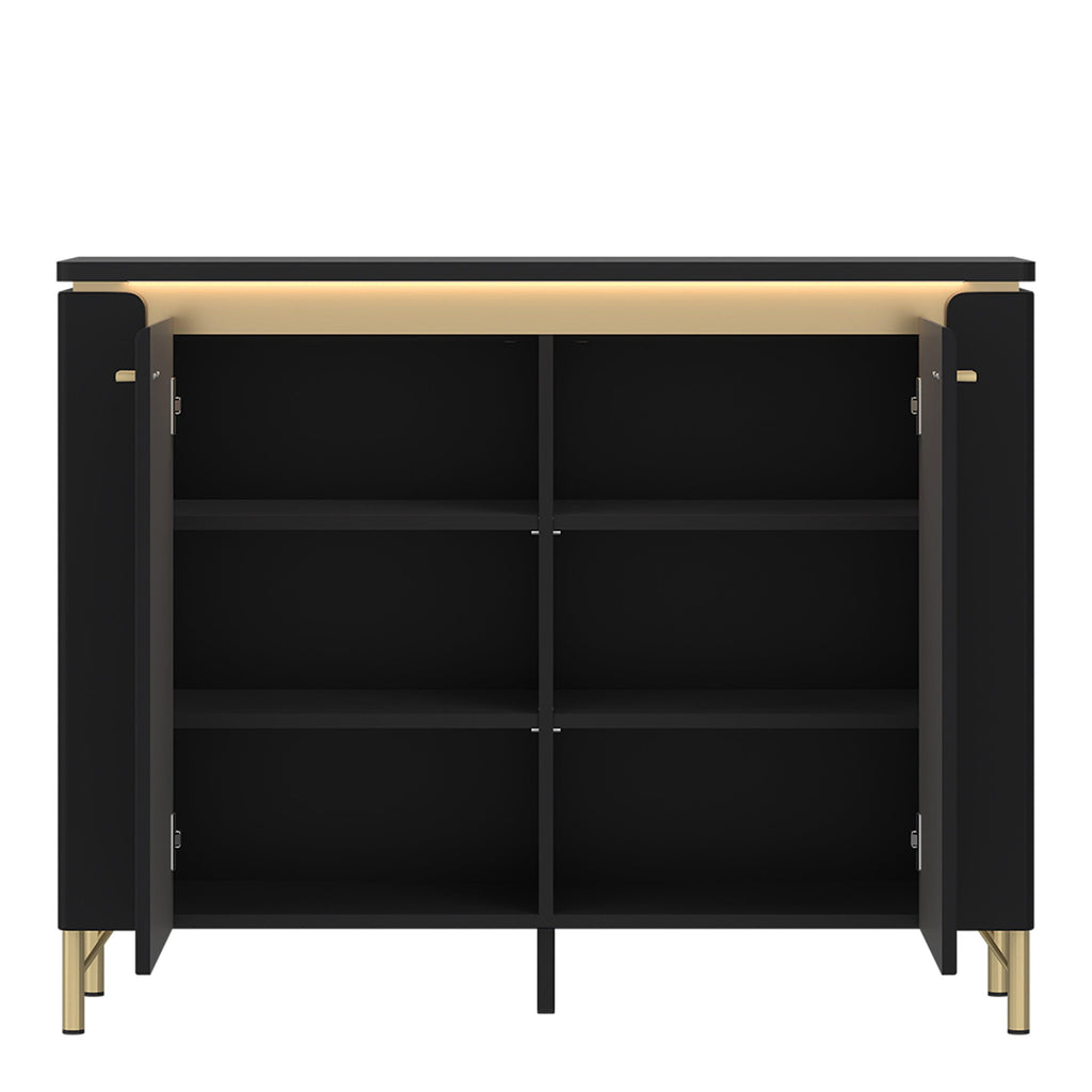 Genoa Sideboard 2 Door in Black Matt/Gold - image 2