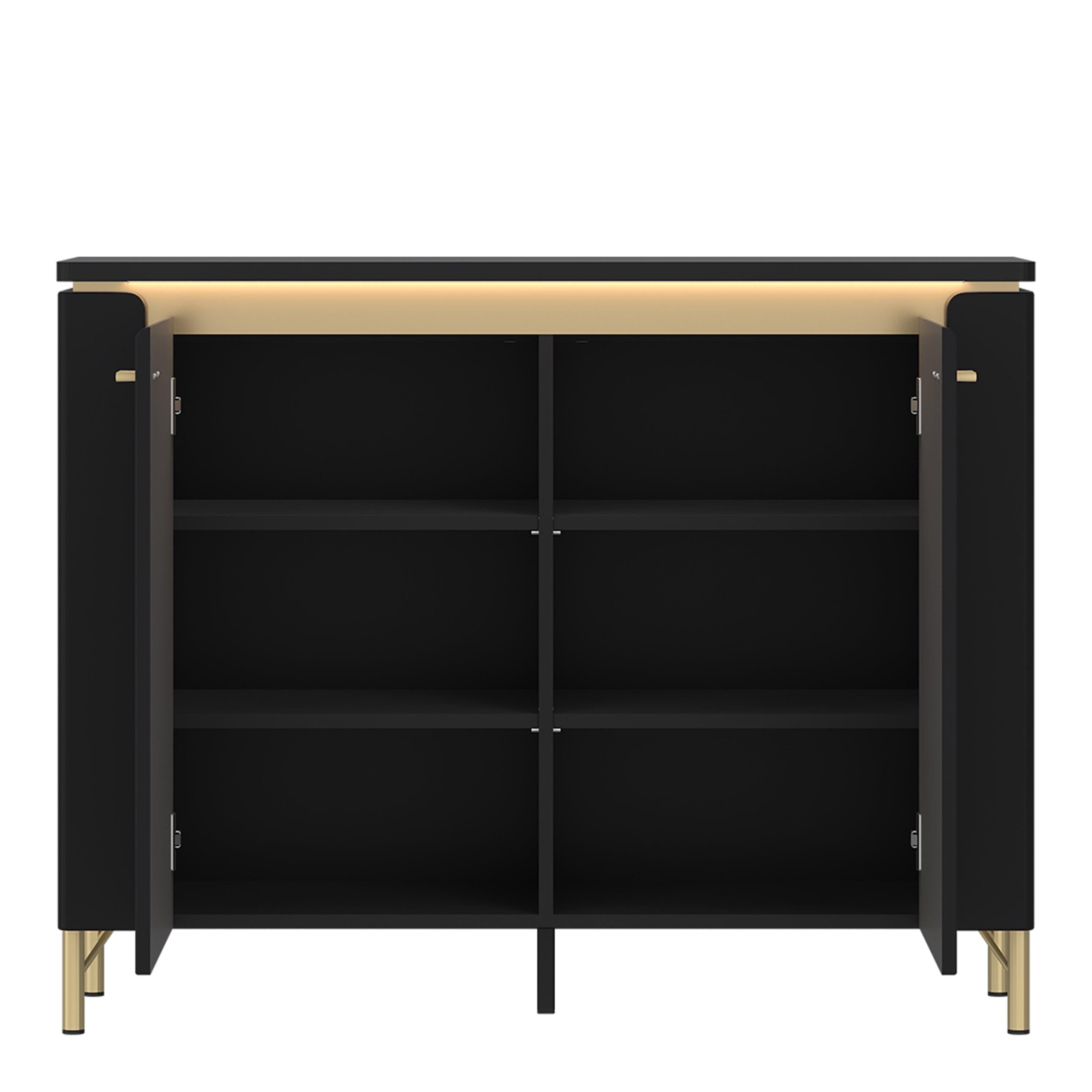 Genoa Sideboard 2 Door in Black Matt/Gold - image 2