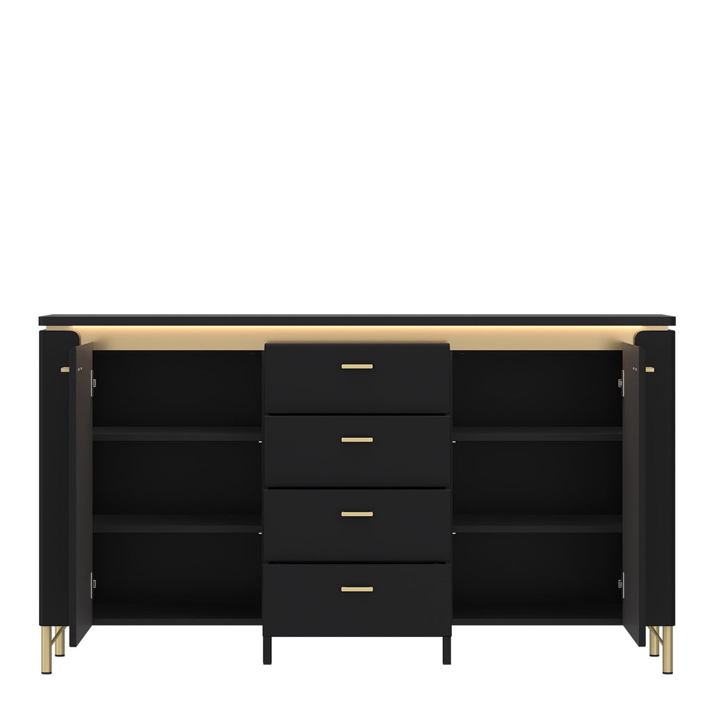 Genoa Sideboard 2 Door 4 Drawer in Black Matt/Gold - image 2