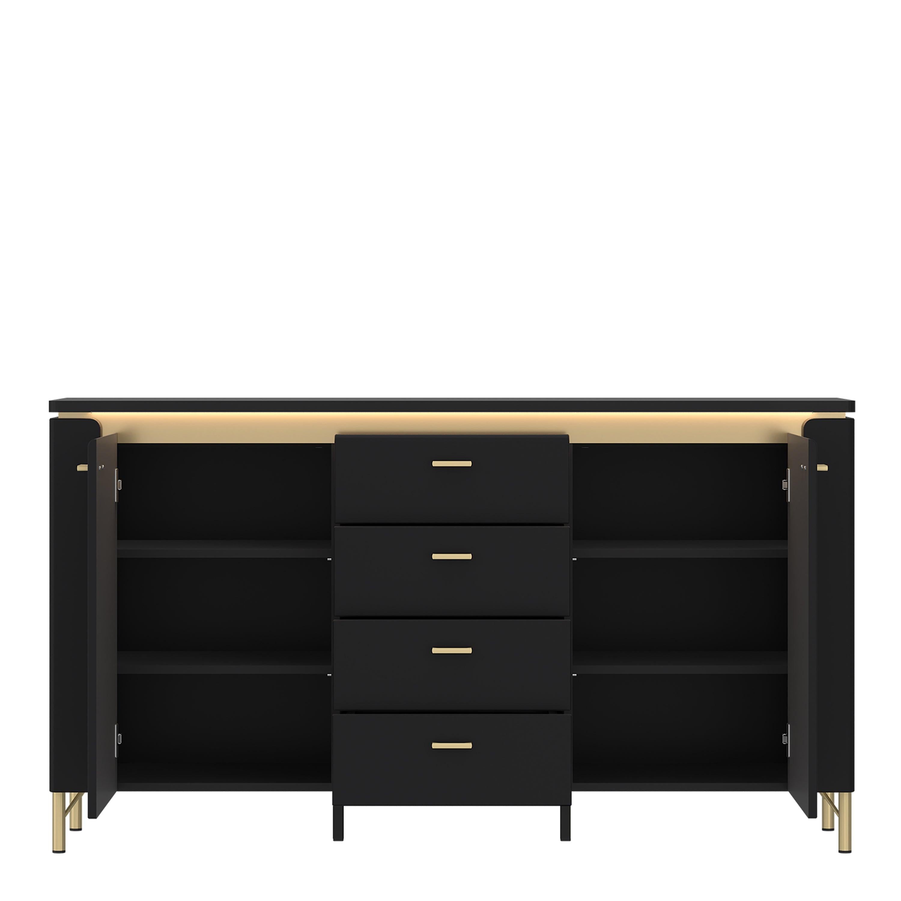 Genoa Sideboard 2 Door 4 Drawer in Black Matt/Gold - image 2