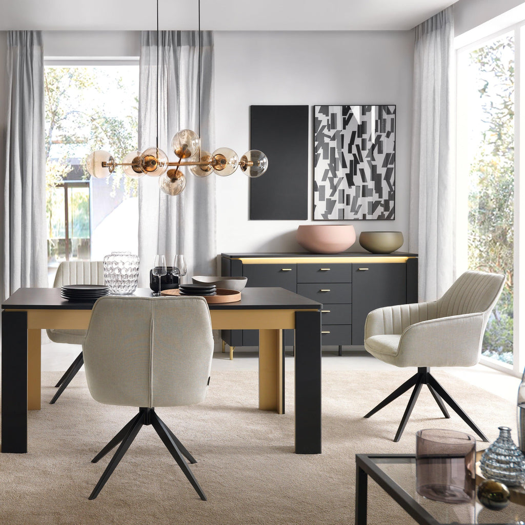 Genoa Sideboard 2 Door 4 Drawer in Black Matt/Gold - image 3