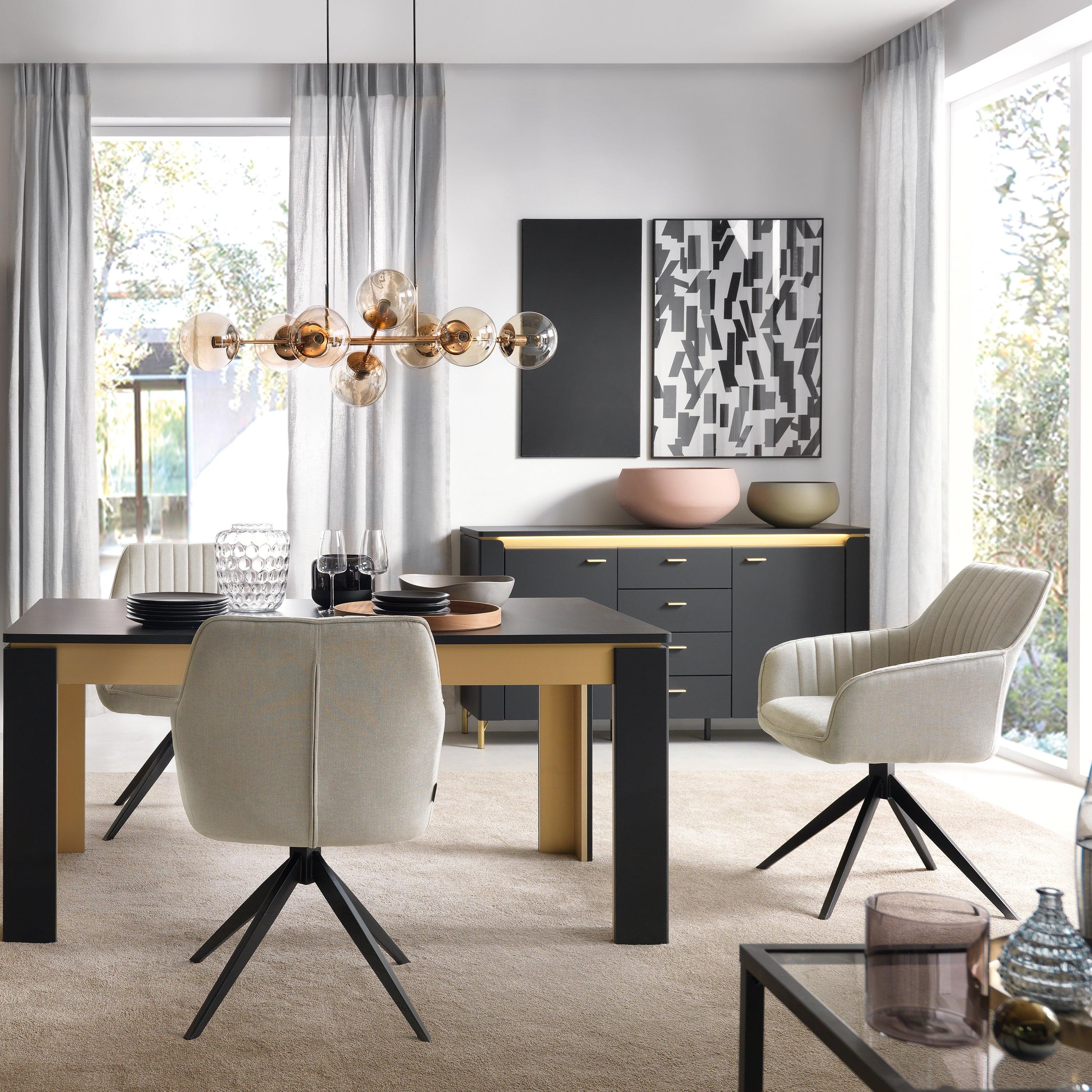 Genoa Sideboard 2 Door 4 Drawer in Black Matt/Gold - image 3