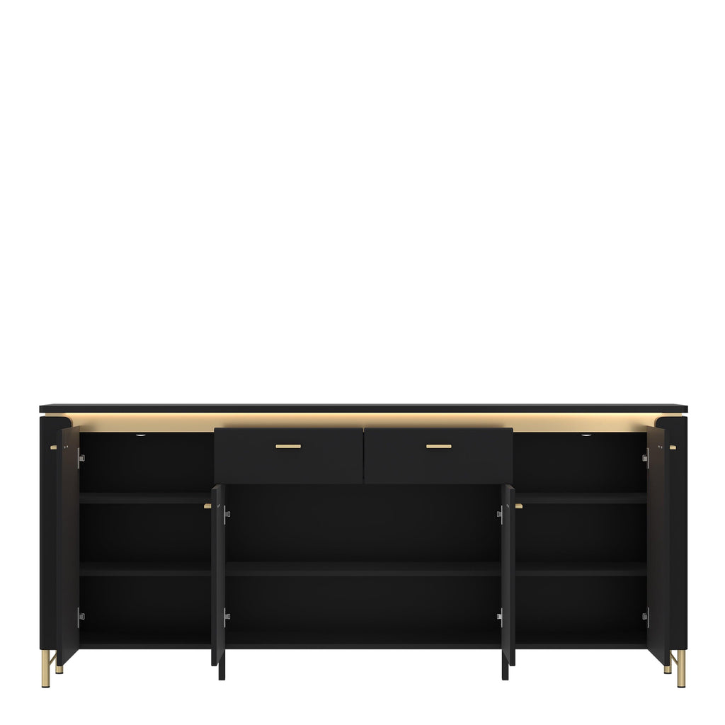 Genoa Sideboard 4 Door 2 Drawer in Black Matt/Gold - image 2