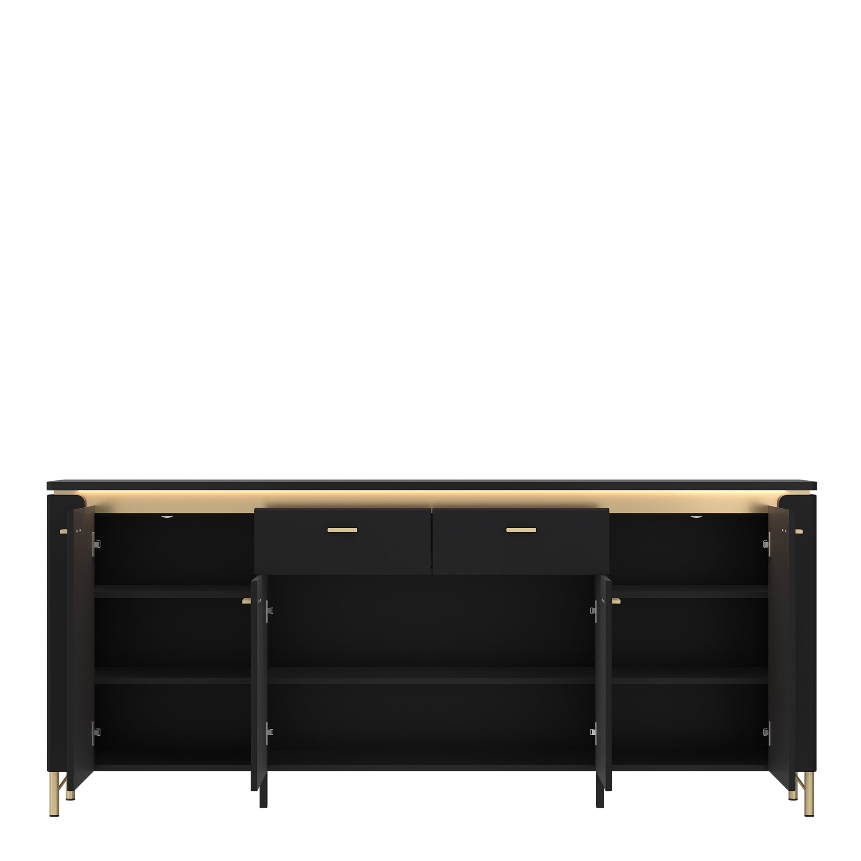 Genoa Sideboard 4 Door 2 Drawer in Black Matt/Gold - image 2