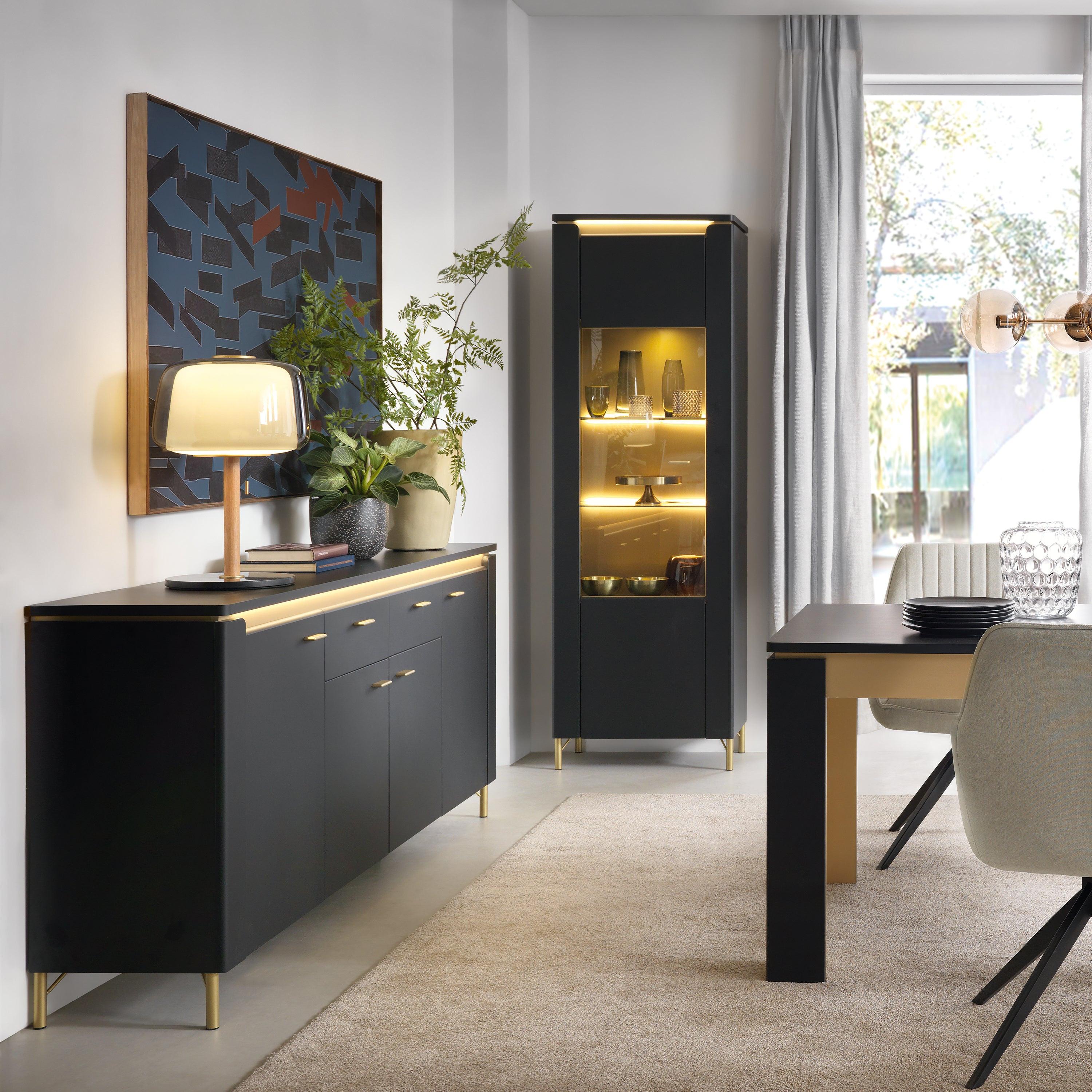 Genoa Sideboard 4 Door 2 Drawer in Black Matt/Gold - image 3