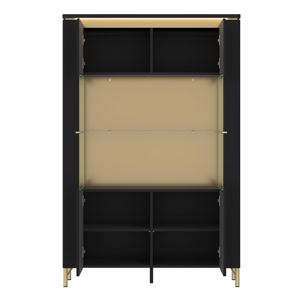 Genoa Vitrin 2 Door in Black Matt/Gold - image 2
