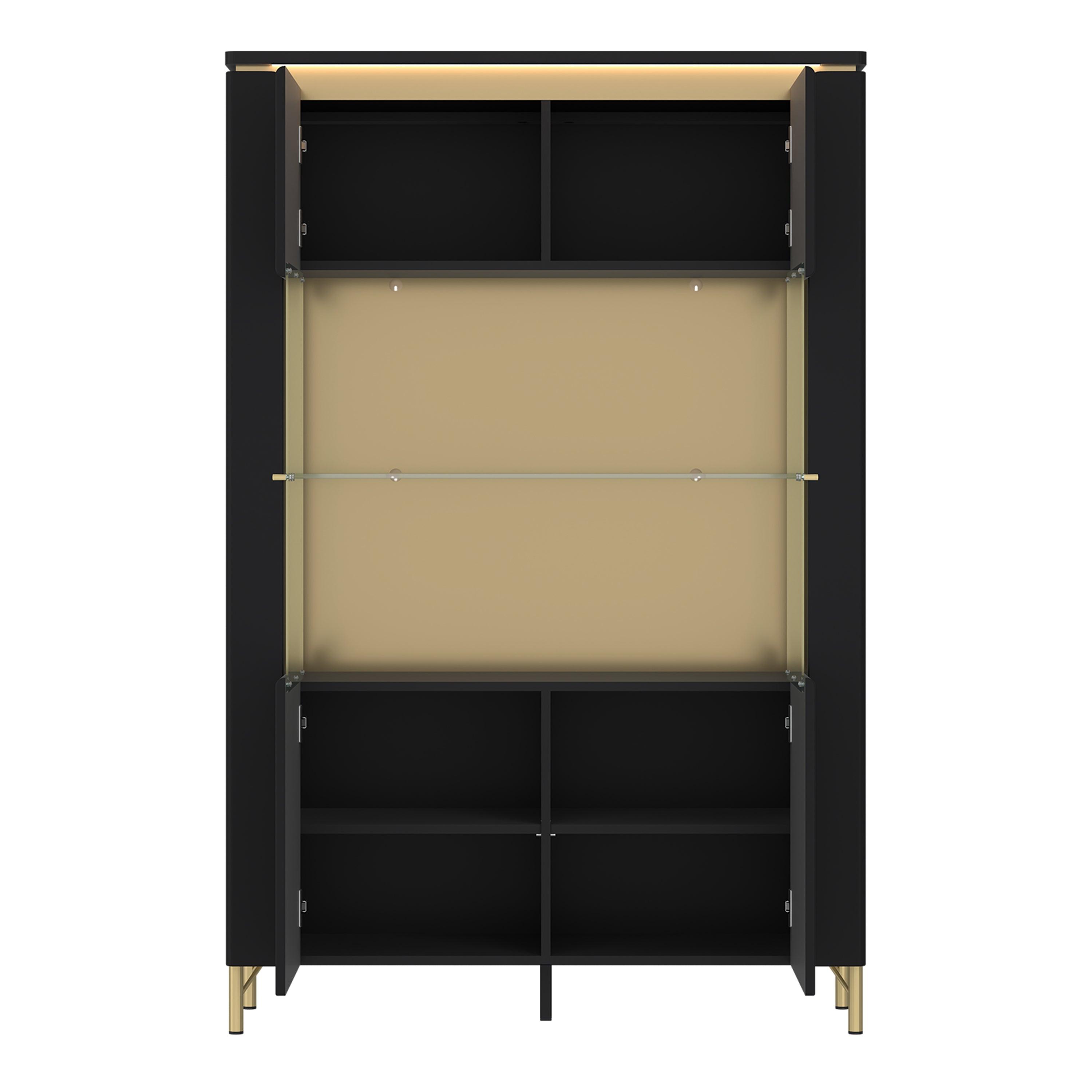 Genoa Vitrin 2 Door in Black Matt/Gold - image 2