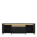 Genoa TV Cabinet 2 Door 1 Drawer 200cm Wide in Black Matt/Gold - image 2