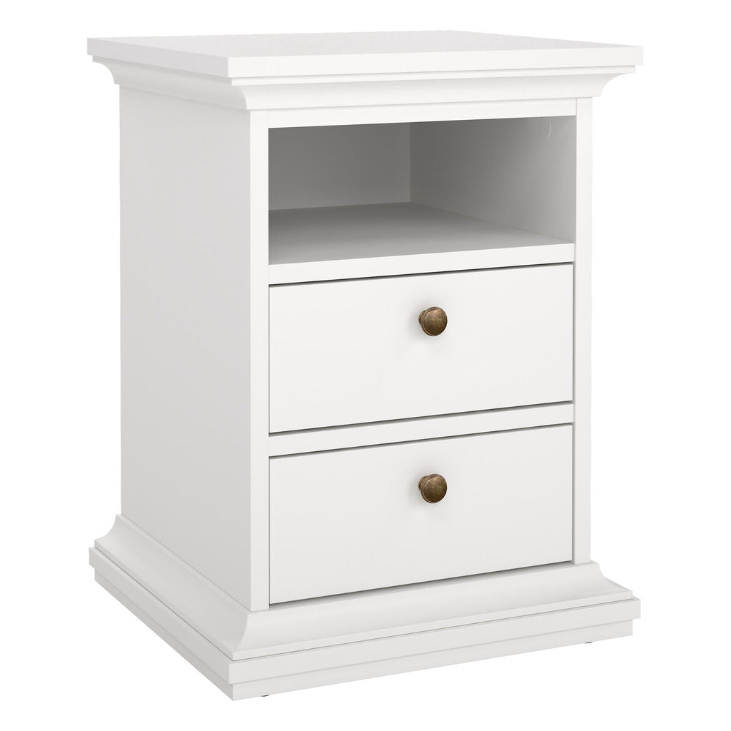 Paris Package - Bedside 2 Drawers + Chest of 4 Drawers + Wardrobe with 2 Doors White - image 2