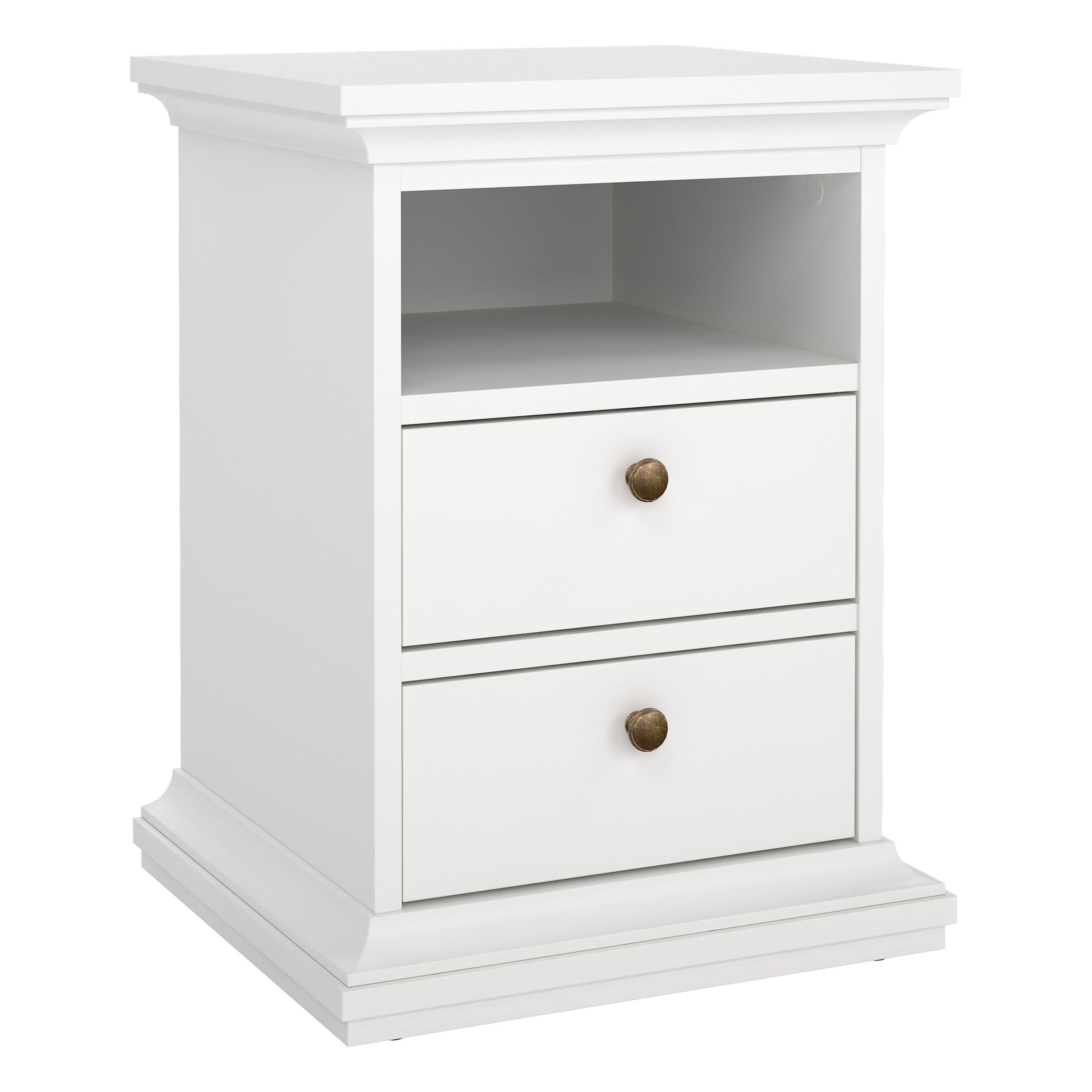 Paris Package - Bedside 2 Drawers + Chest of 4 Drawers + Wardrobe with 2 Doors White - image 2